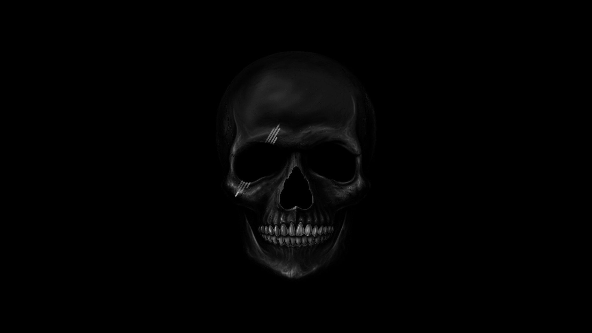 2048x1152 Preview wallpaper skull, art, teeth, bones 