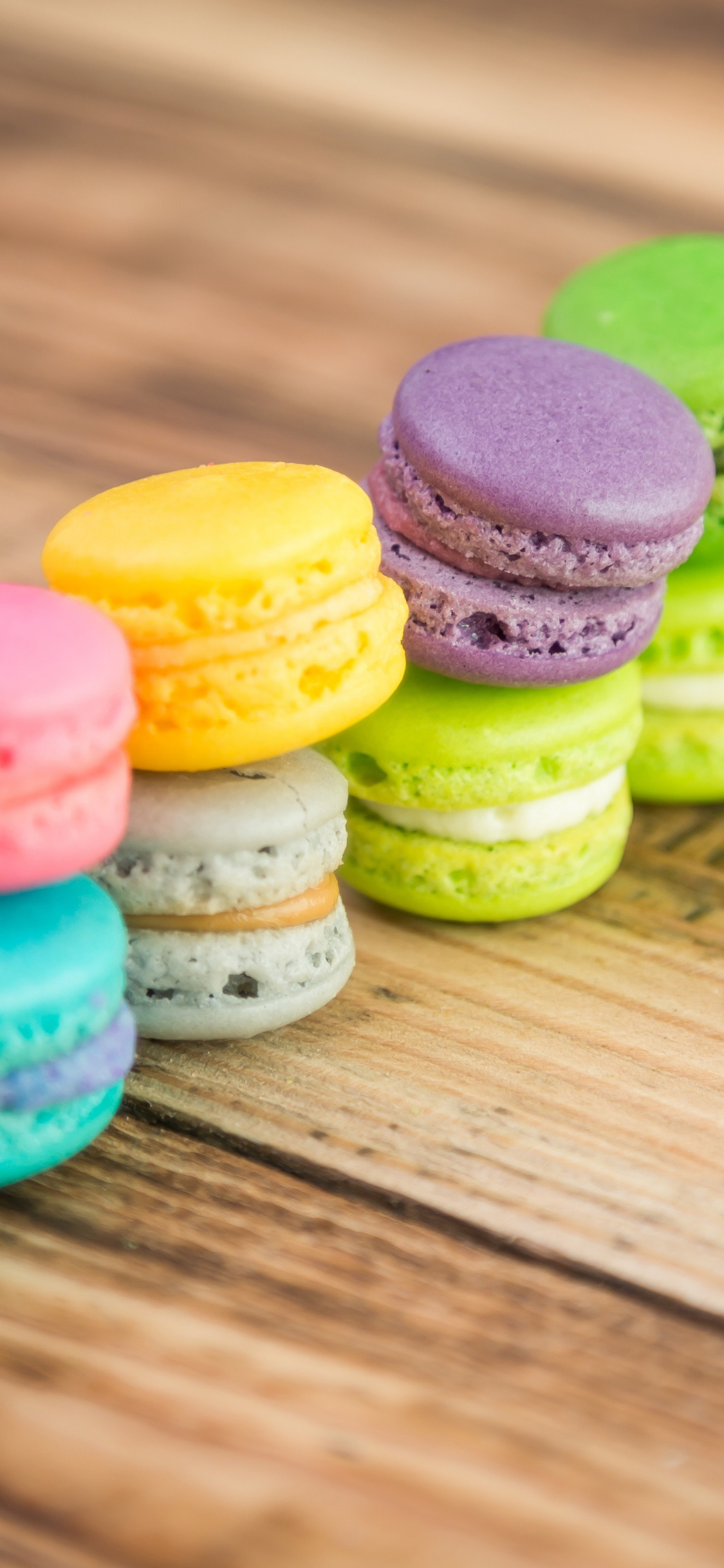 1125x2436 Sweets, colorful, arranged, macarons,  wallpaper
