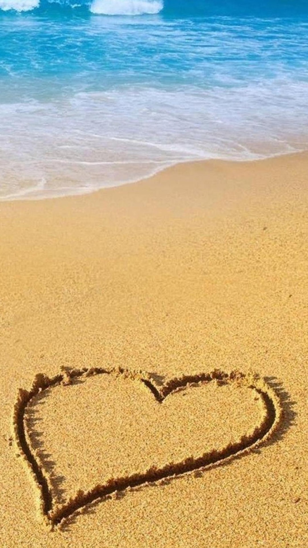 1080x1920 Heart Shape Beach Sand iPhone 6 Plus HD Wallpaper ...