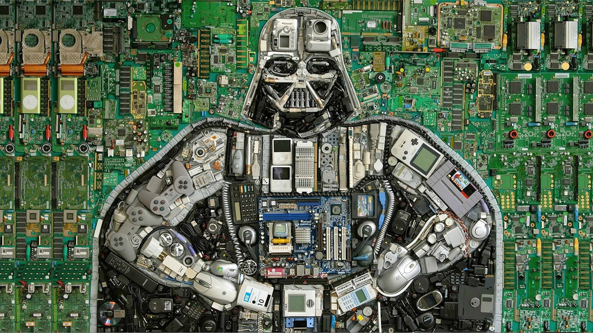 1920x1080 Darth Vader out of computer parts wallpaper