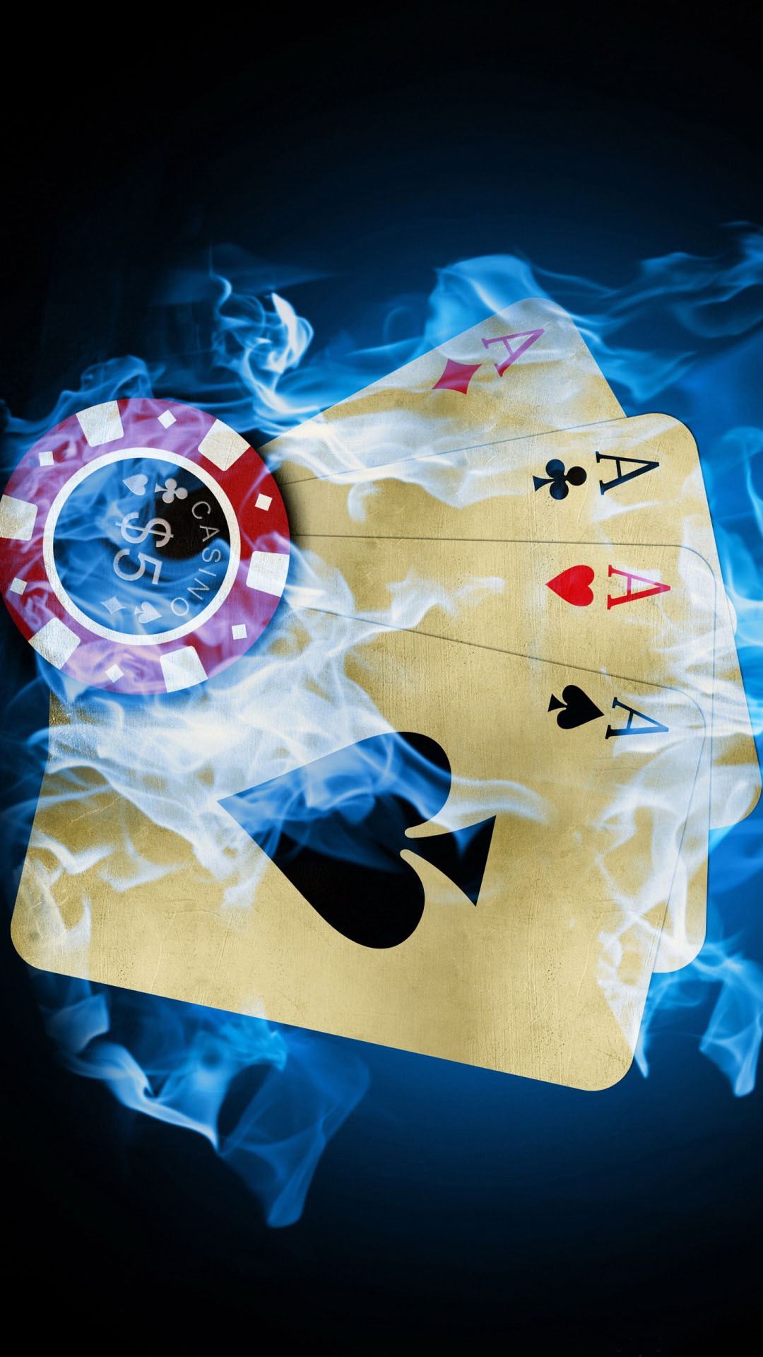 1080x1920 Four Aces Poker Burning Blue Fire Android Wallpaper ...