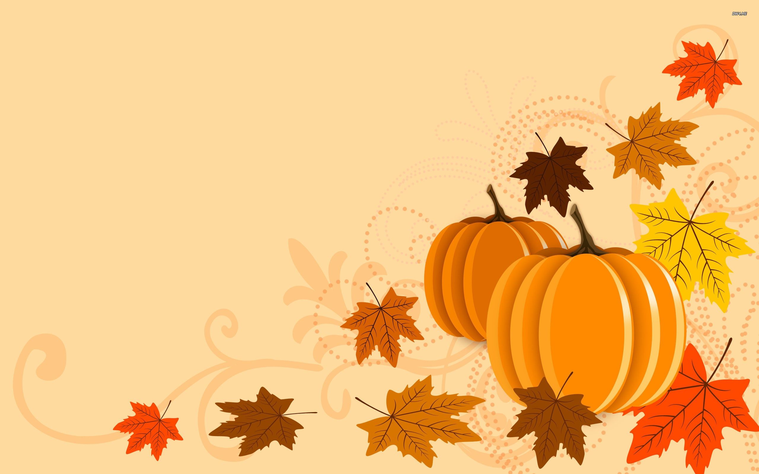 2560x1600 Pumpkin Fall Leaves - Happy Thanksgiving HD Wallpaper