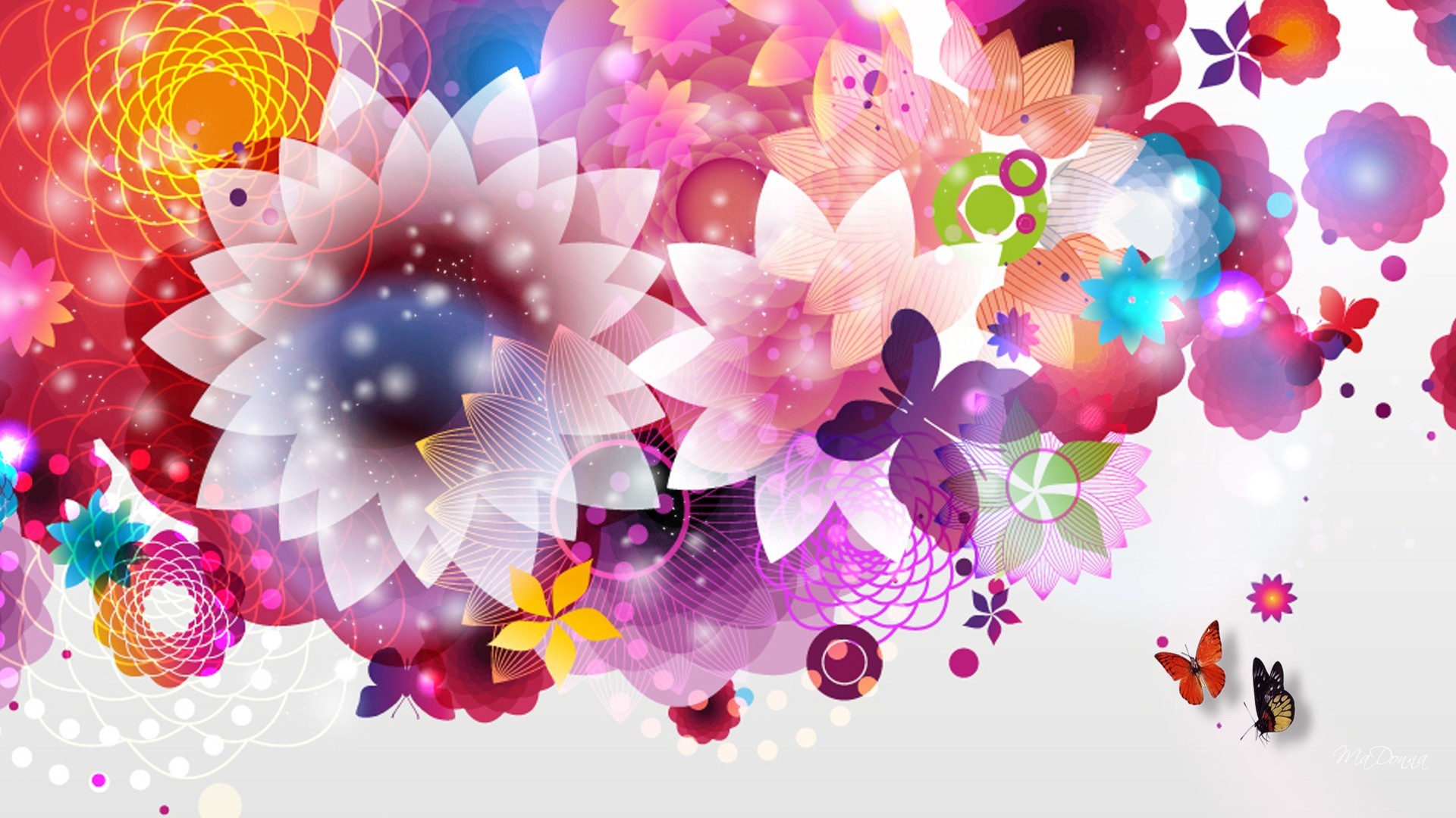 1920x1080 Bright abstract flowers
