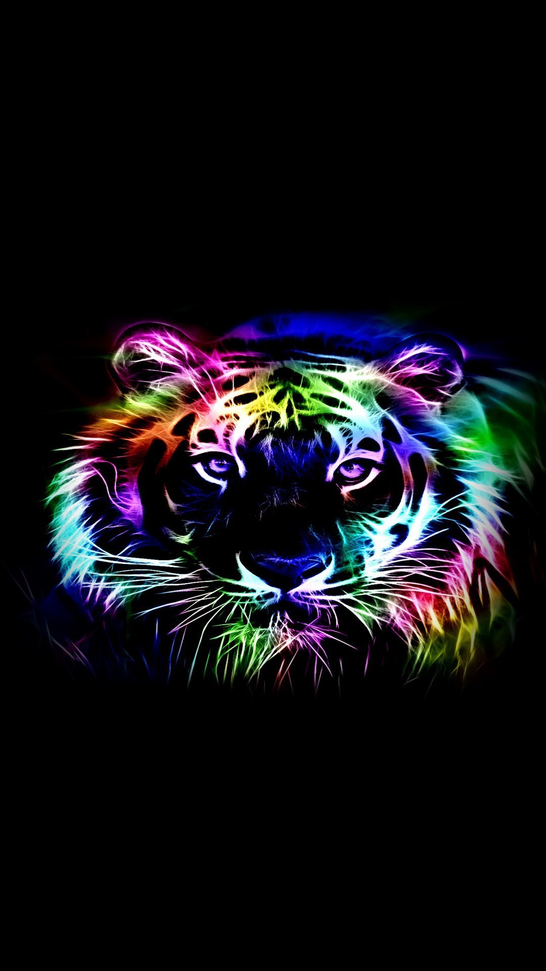 1080x1920 Neon tiger outline Wallpaper