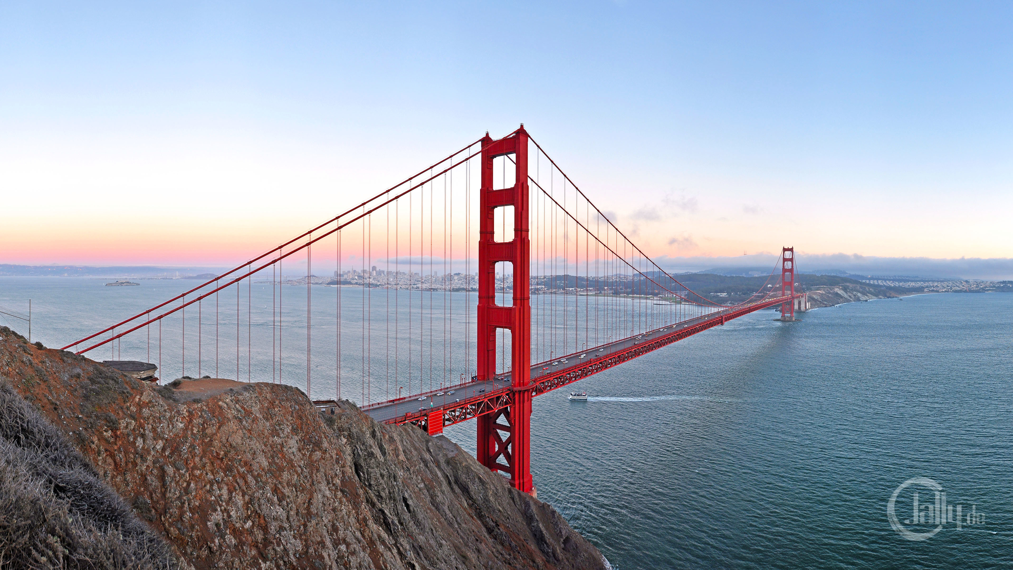 3840x2160 Golden Gate Bridge mit Sonnenuntergang
