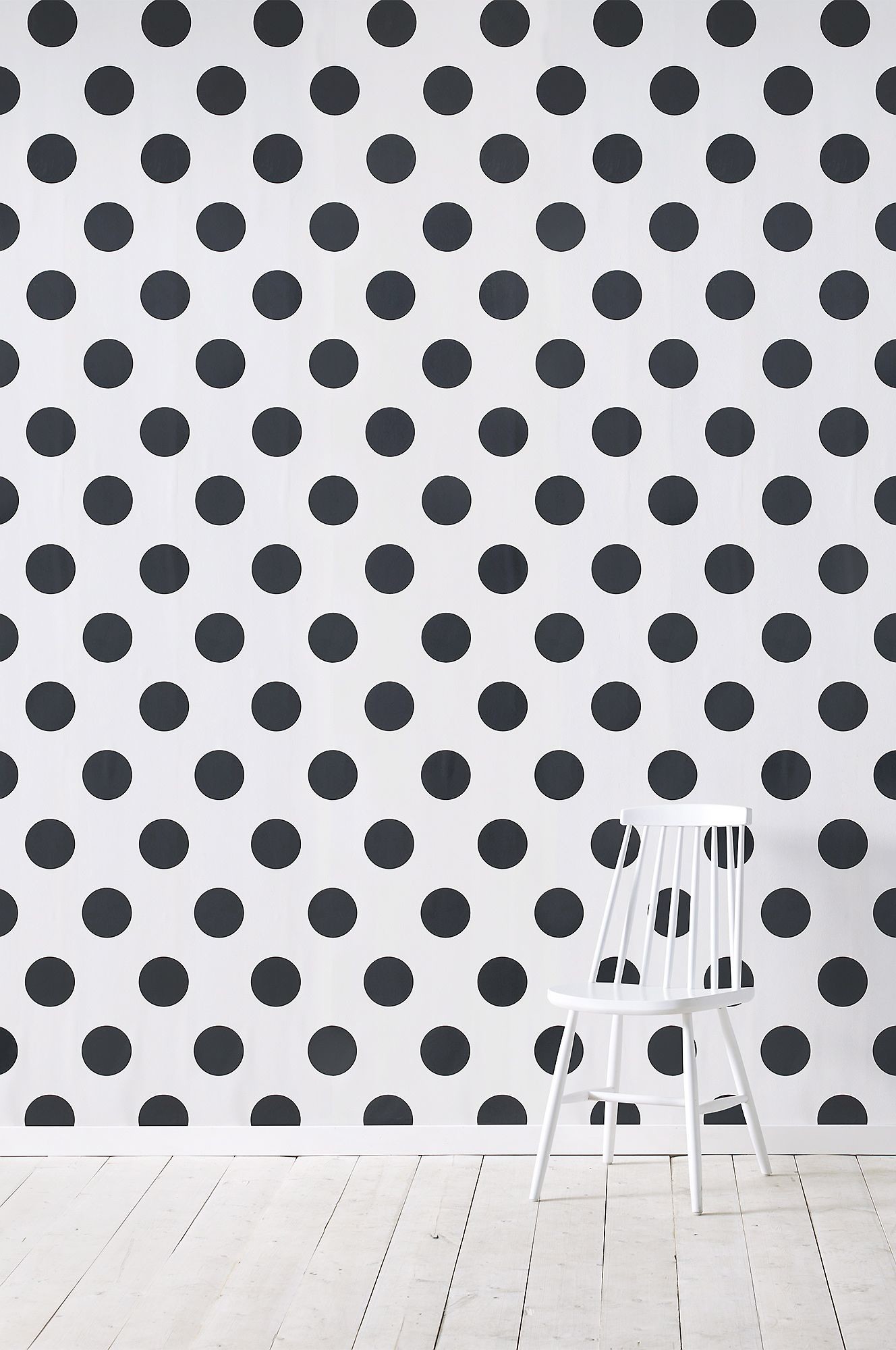 1328x2000 Black and white polka dots.