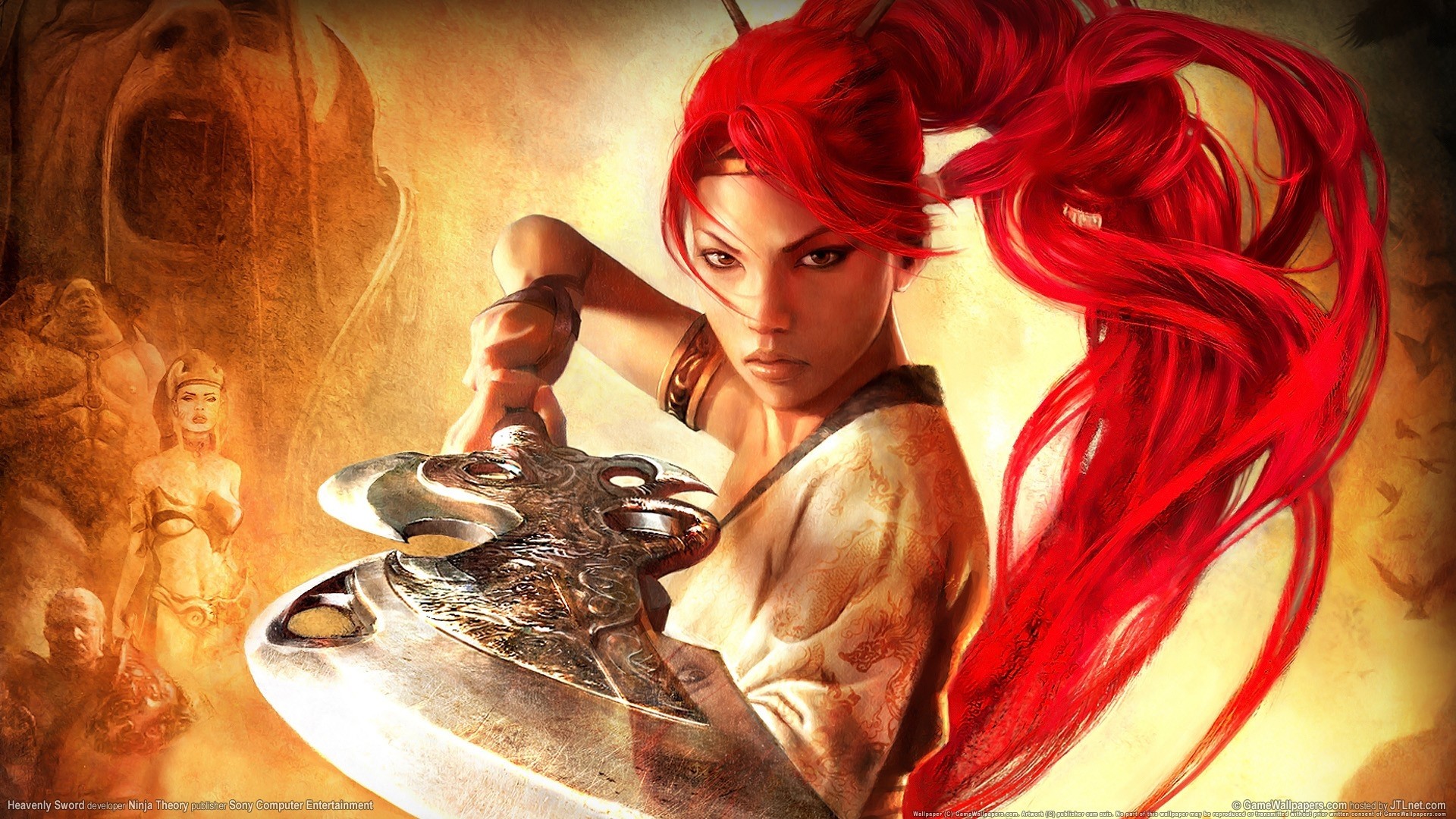 1920x1080 Wallpaper Heavenly sword, Nariko, Girl, Red, Hair, Sword, Warrior