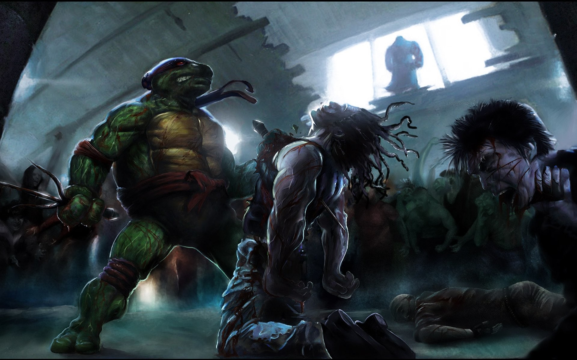 1920x1200 Comics - Teenage Mutant Hero Turtles Raphael (TMNT) Teenage Mutant Ninja  Fight Wallpaper