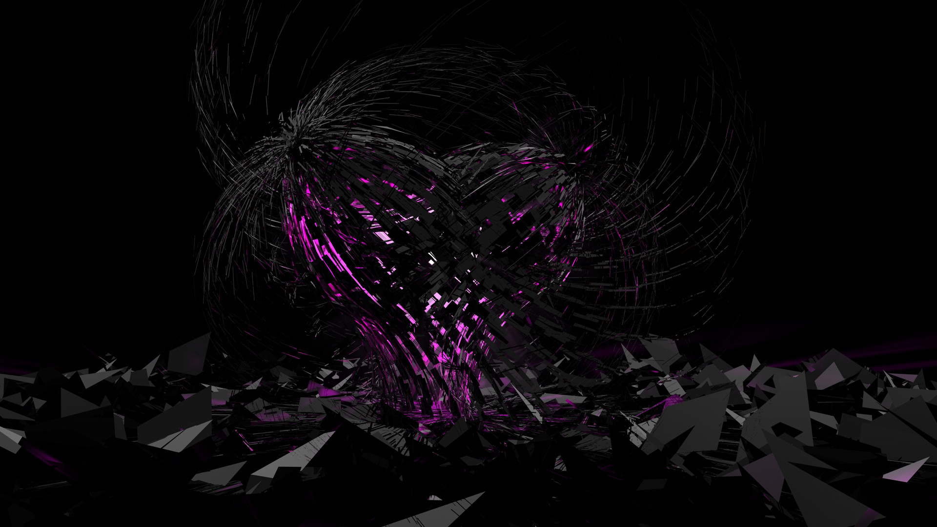 1920x1080 CGI - Abstract 3D Digital CGI Heart Dark Black Purple Wallpaper