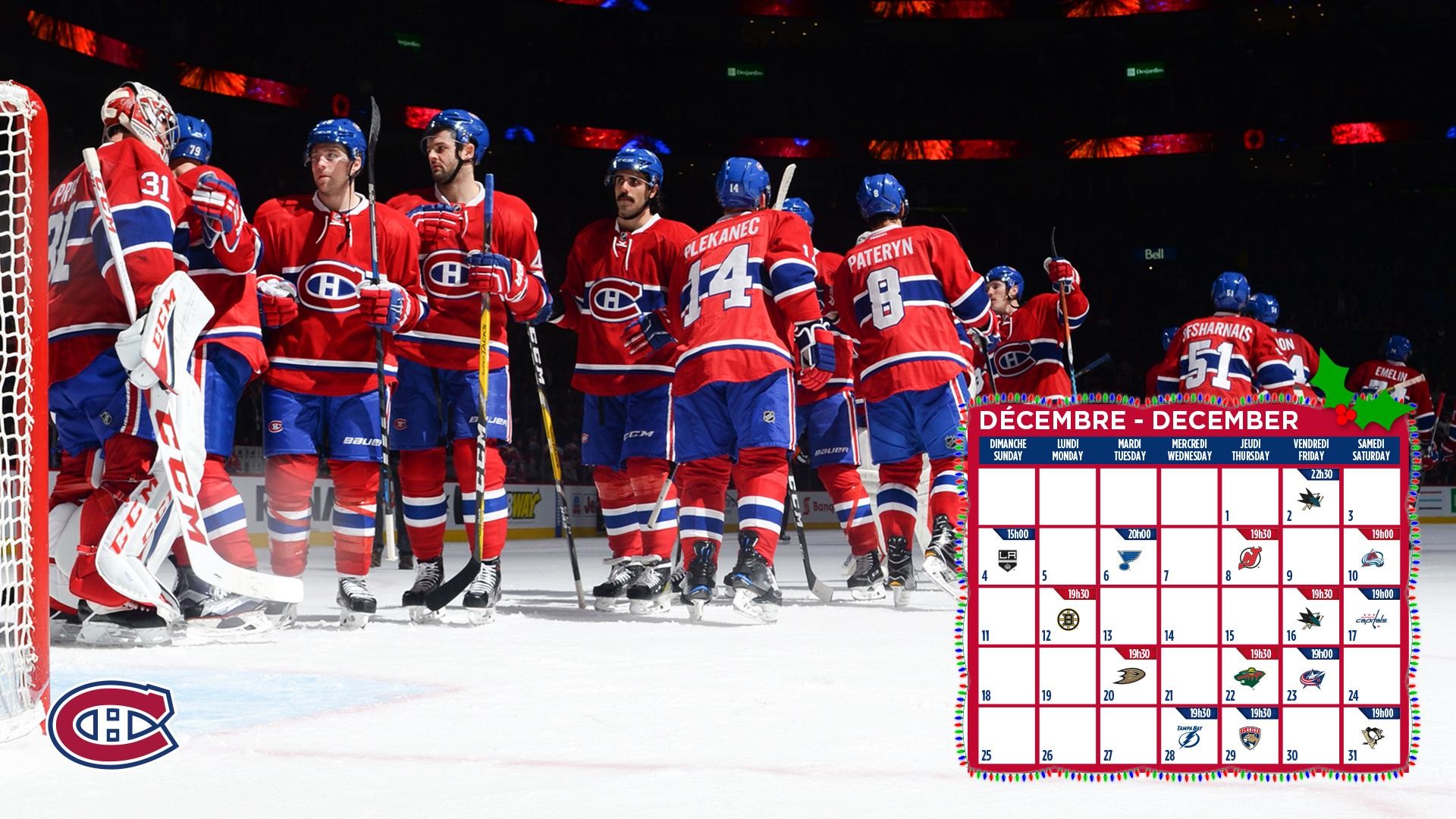 1920x1080 The official Montreal Canadiens desktop wallpaper for December.