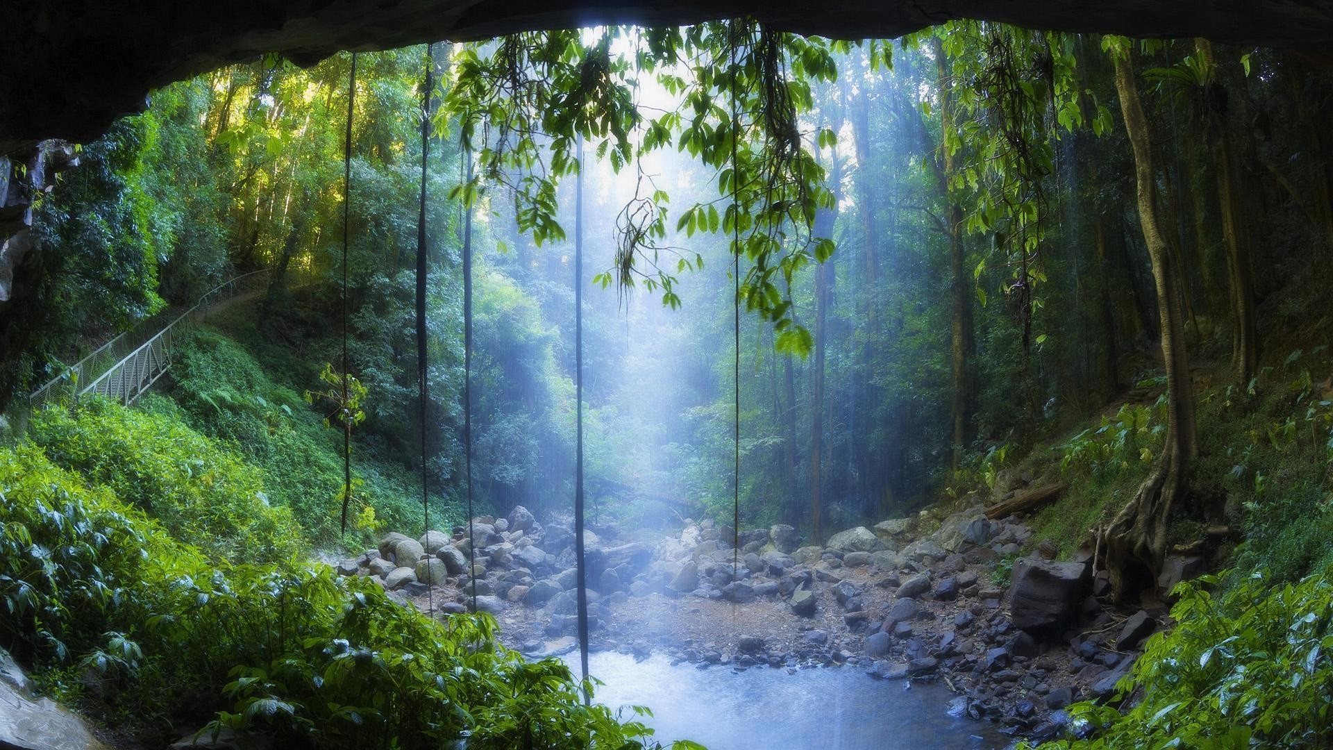 1920x1080 Nature Rain Forest Tropical Waterfalls Wallpaper 1024x600 px Free .