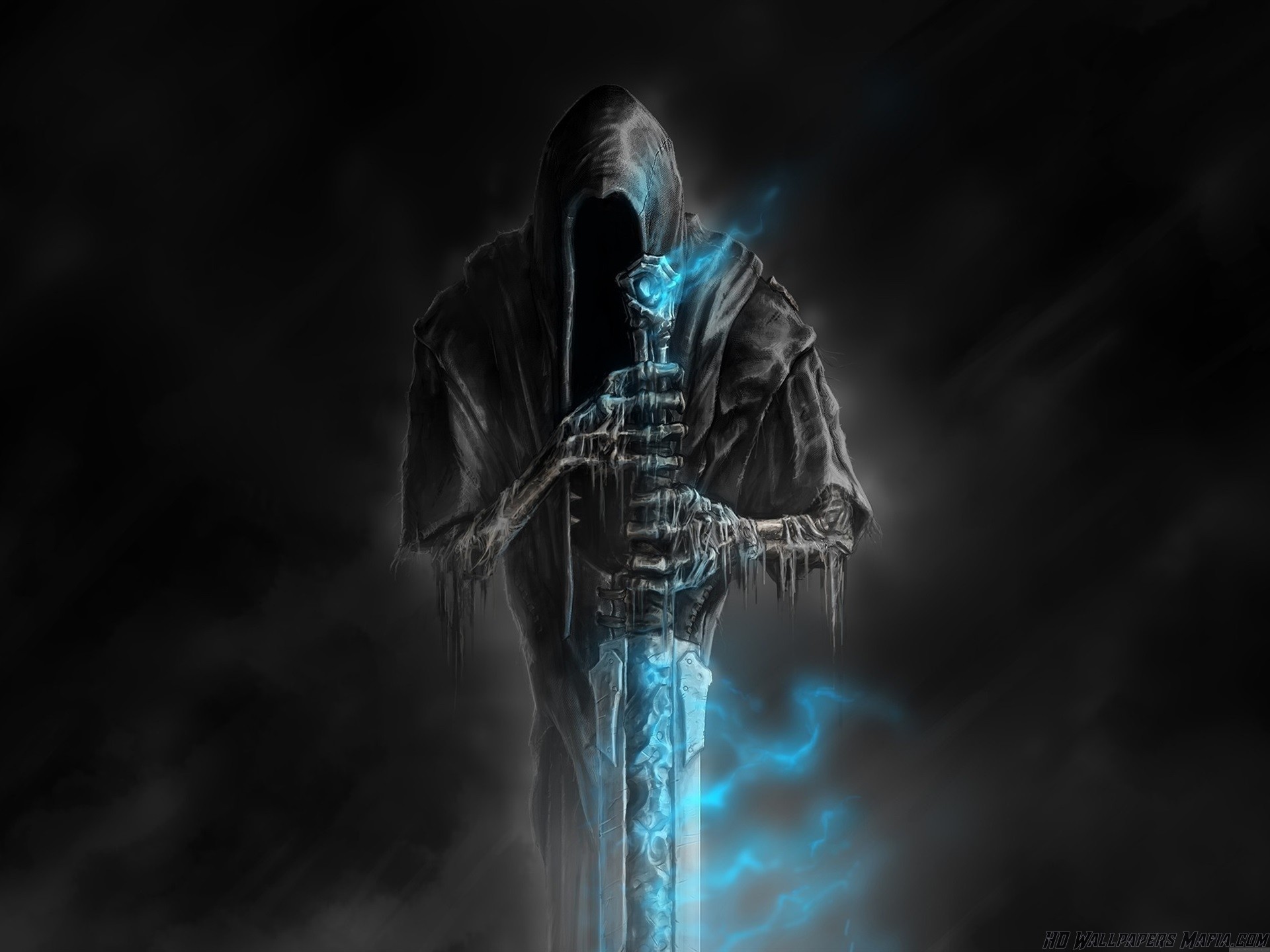 1920x1440 Welcome to Hell, Horror, Death, Sword, Darkness, Blue Flame