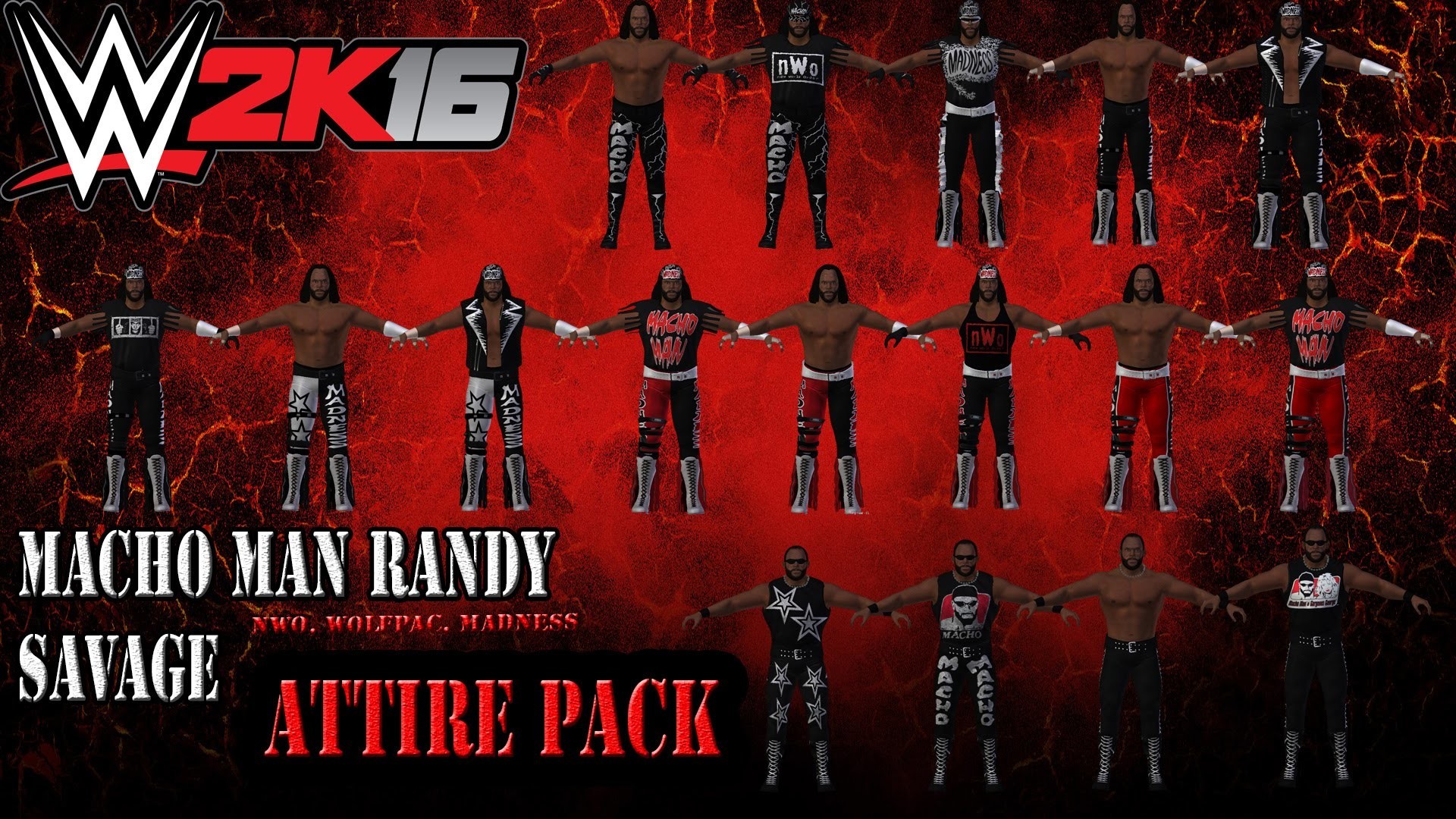 1920x1080  WWE 2K16 MODS: Macho Man Randy Savage - 15+ Attire Pack (WCW,  NWO, Wolfpac) - YouTube