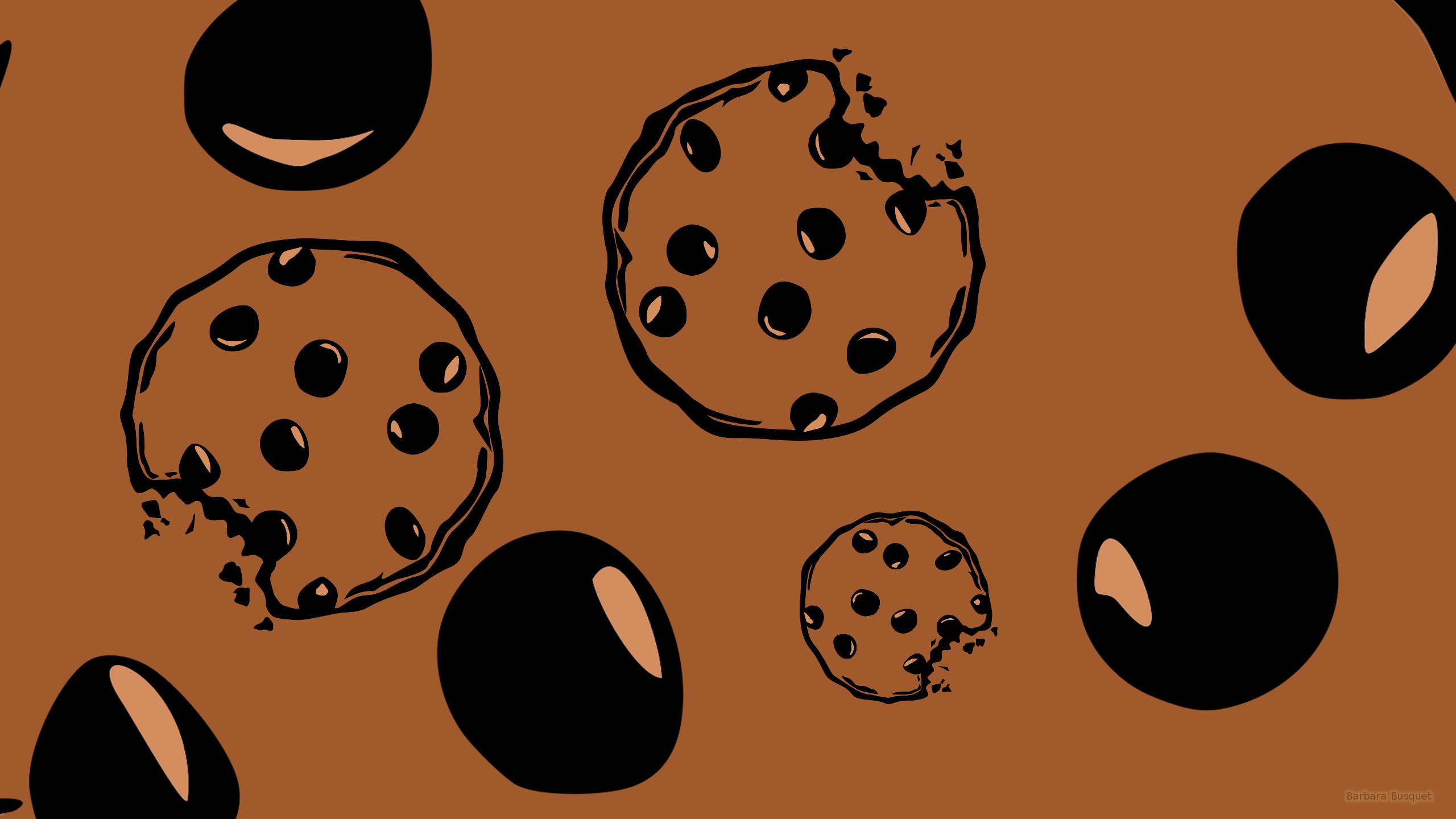 2560x1440 Brown wallpaper with chocolate chip cookies