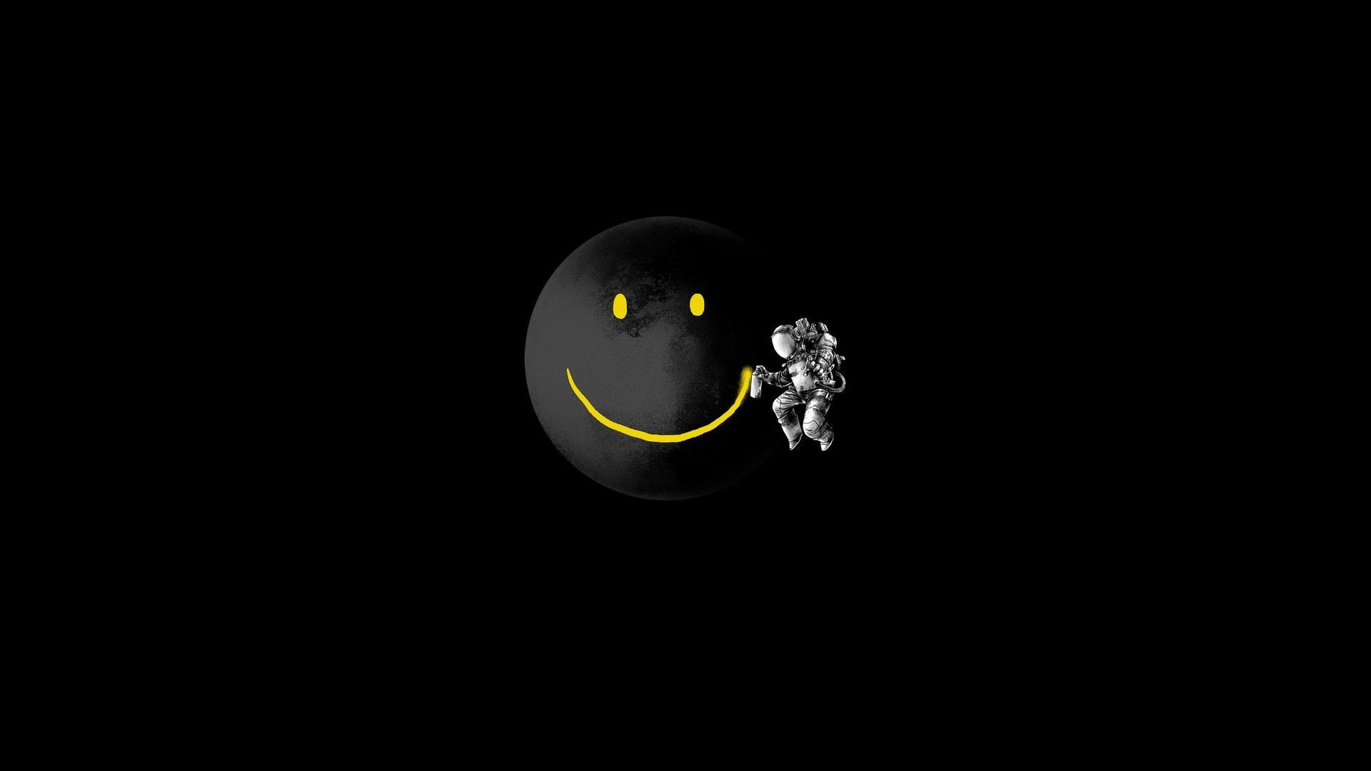1920x1080 Smiley Face Spaceman Black Background 1920A wallpaper