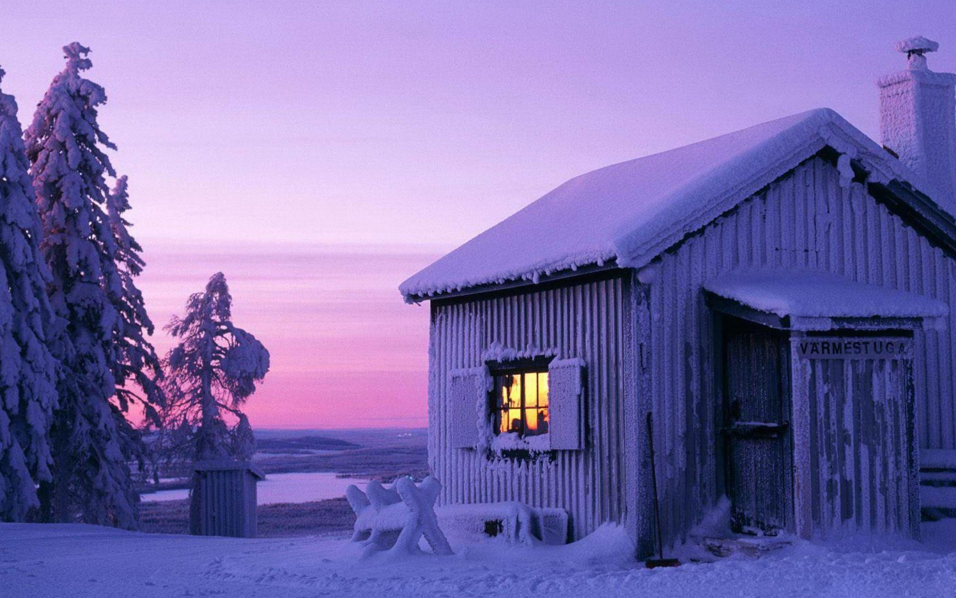 1920x1200 Swedish House in Winter HD Wallpaper Free