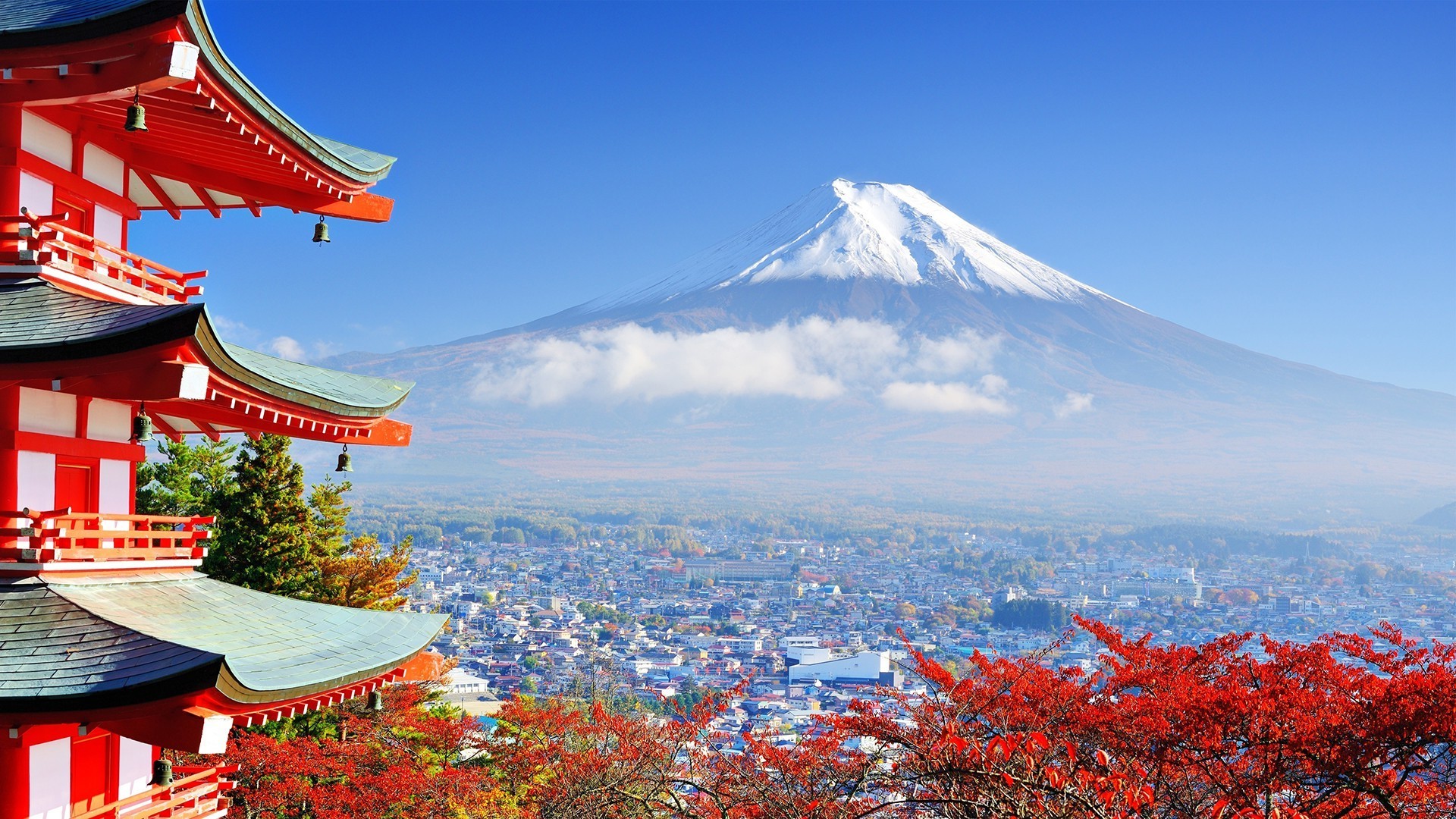 1920x1080 Japan, Mount Fuji, Building, Nature, Asian Architecture, Trees Wallpapers  HD / Desktop and Mobile Backgrounds