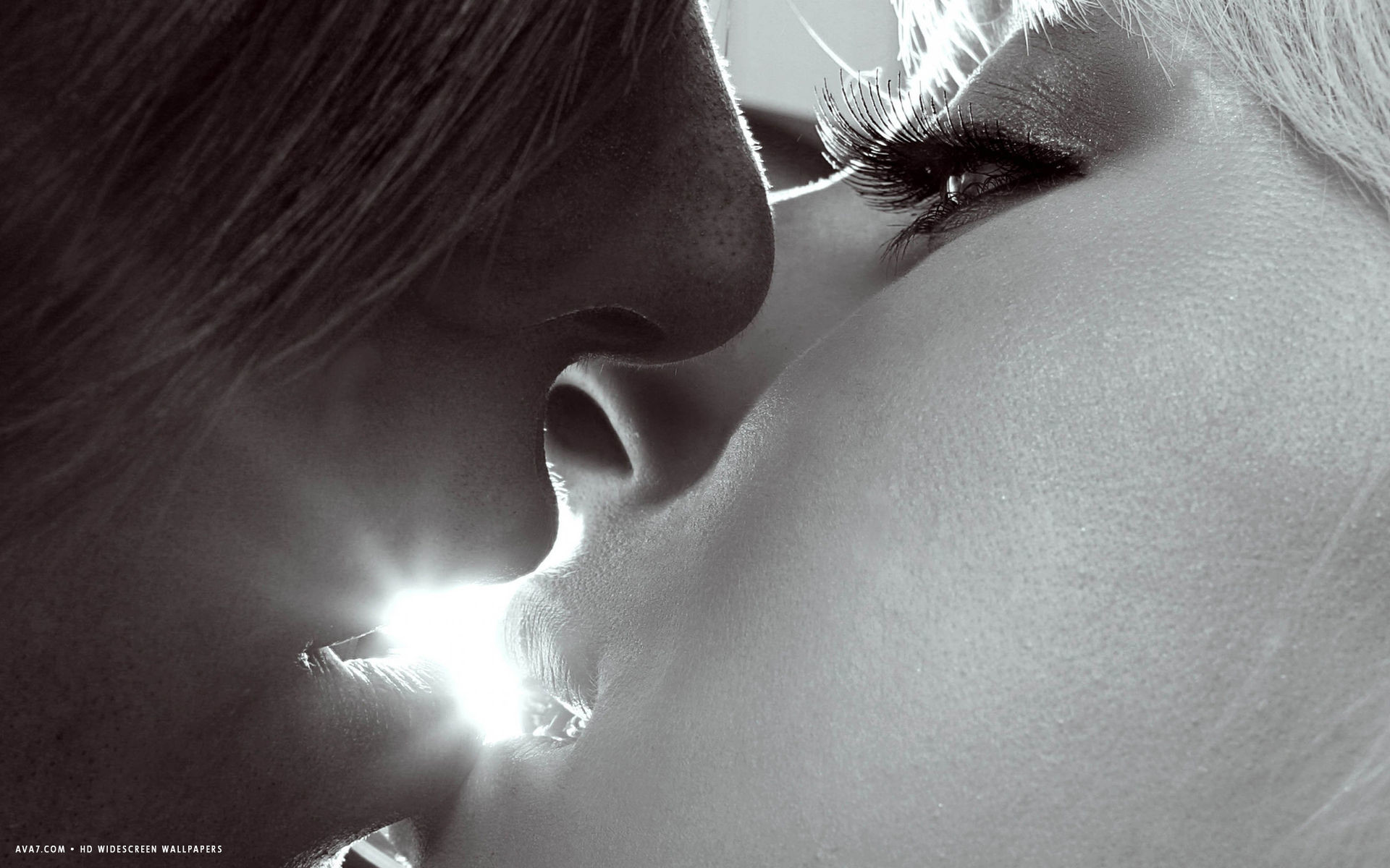1920x1200 romantic kiss first love gentle couple lips hd widescreen wallpaper