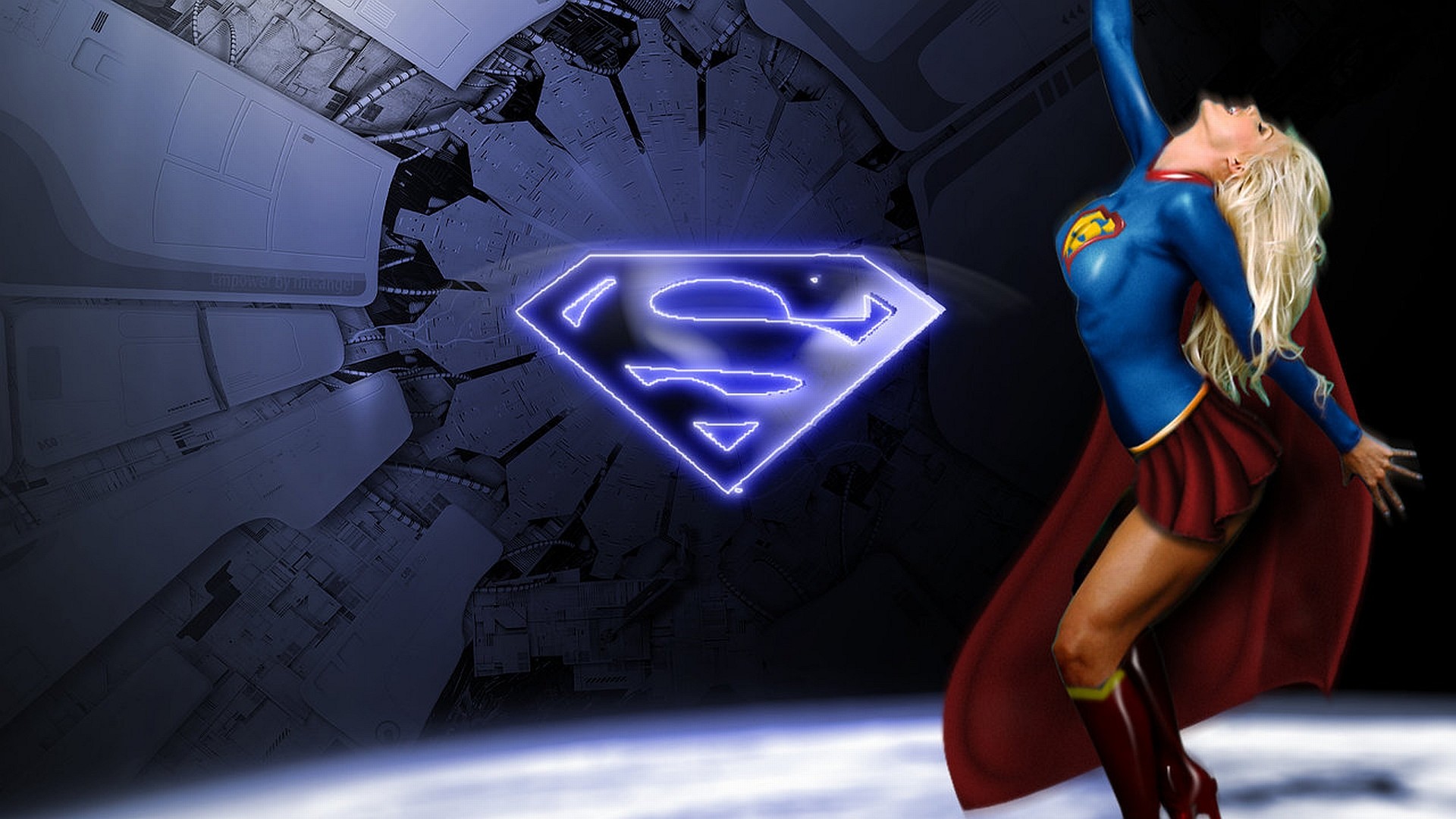 1920x1080 Free supergirl with superman logo wallpaper background