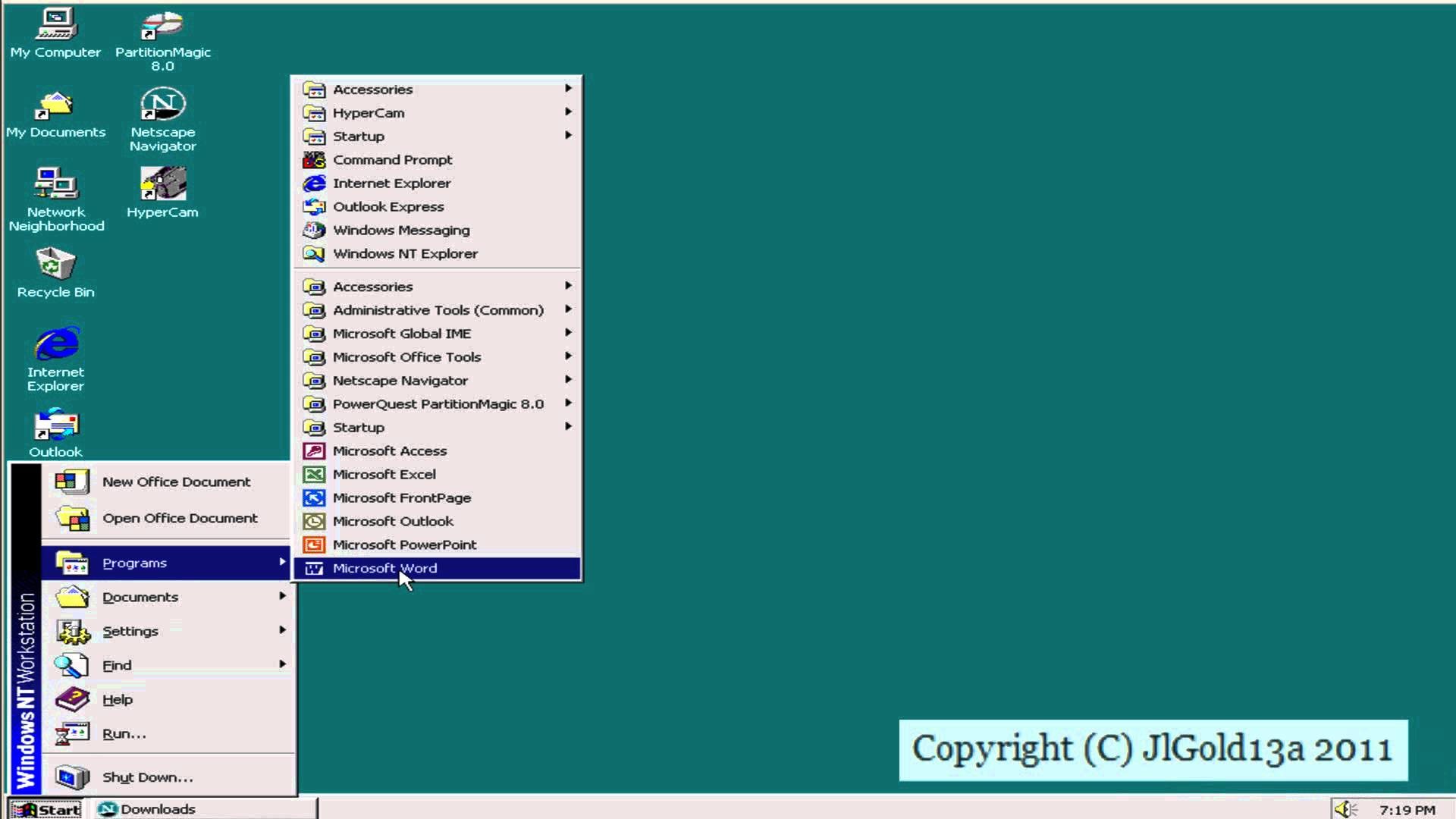1920x1080 Running Microsoft Office XP in Windows NT 4.0