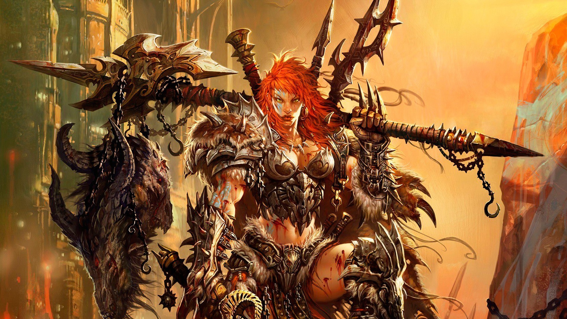 1920x1080 Conan the Barbarian Art Wallpaper | Download Wallpaper women video games  blood weapons fantasy art armor