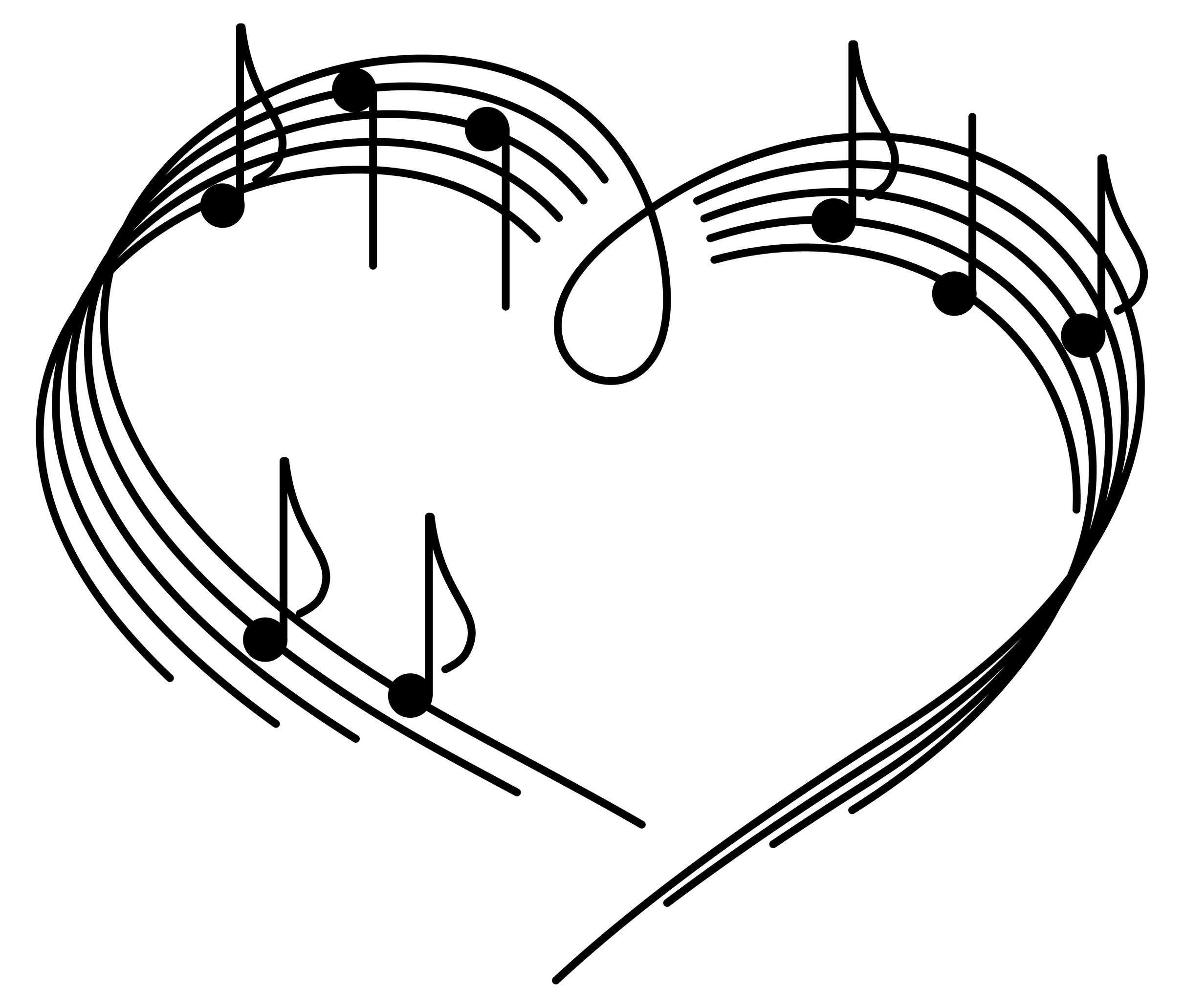 2422x2063 black and white music notes wallpaper | music-notes-heart-wallpaper-Music