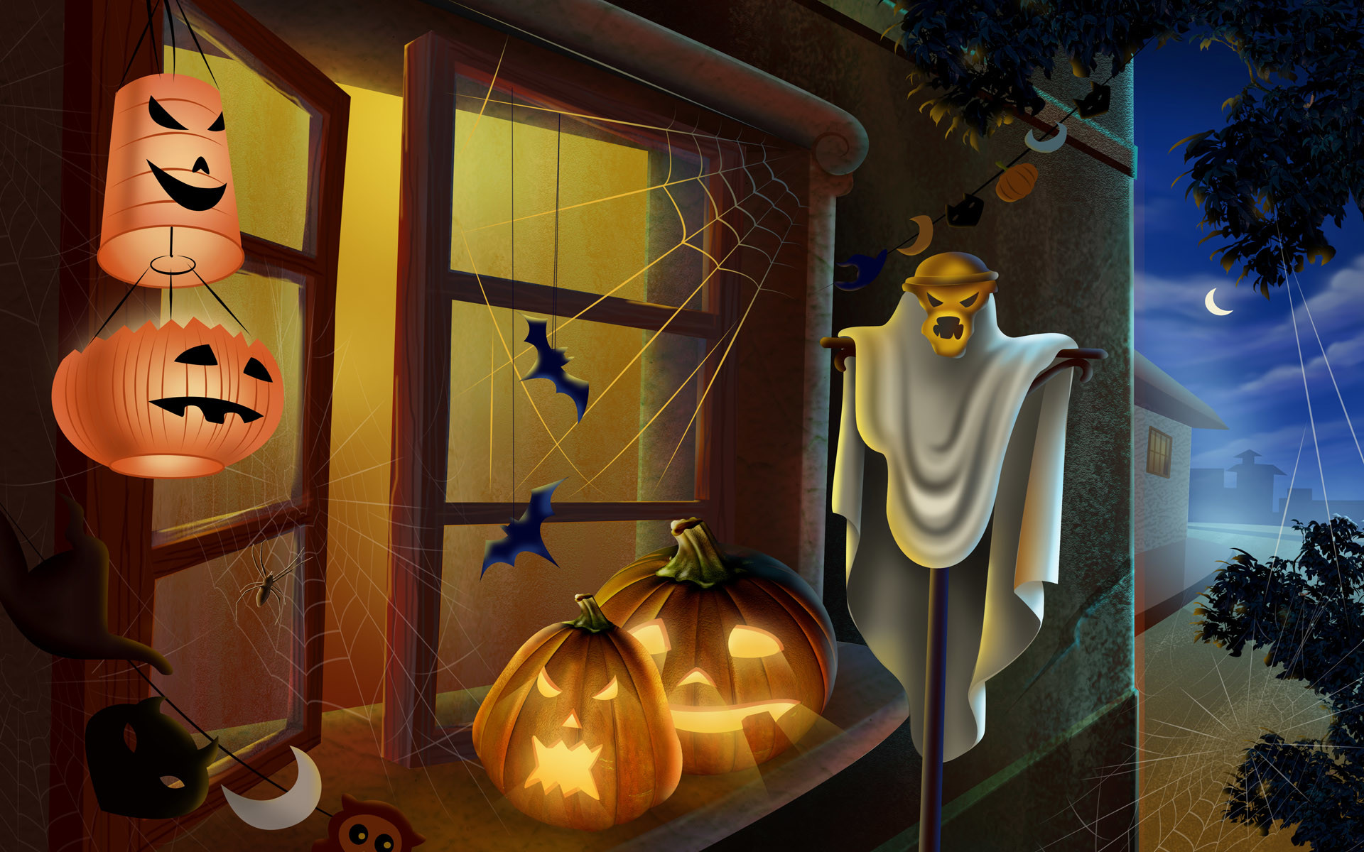 1920x1200 Scary Halloween 2012 HD Wallpapers | Pumpkins, Witches, Spider Web .
