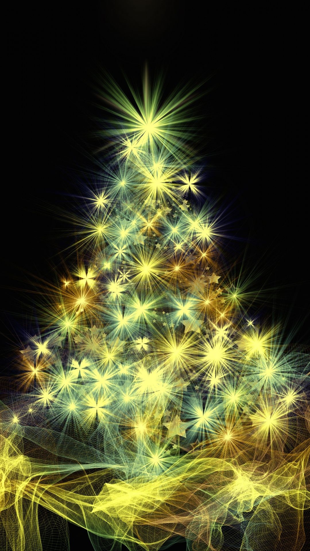 1080x1920 Christmas tree, holiday, digital art, dark wallpaper