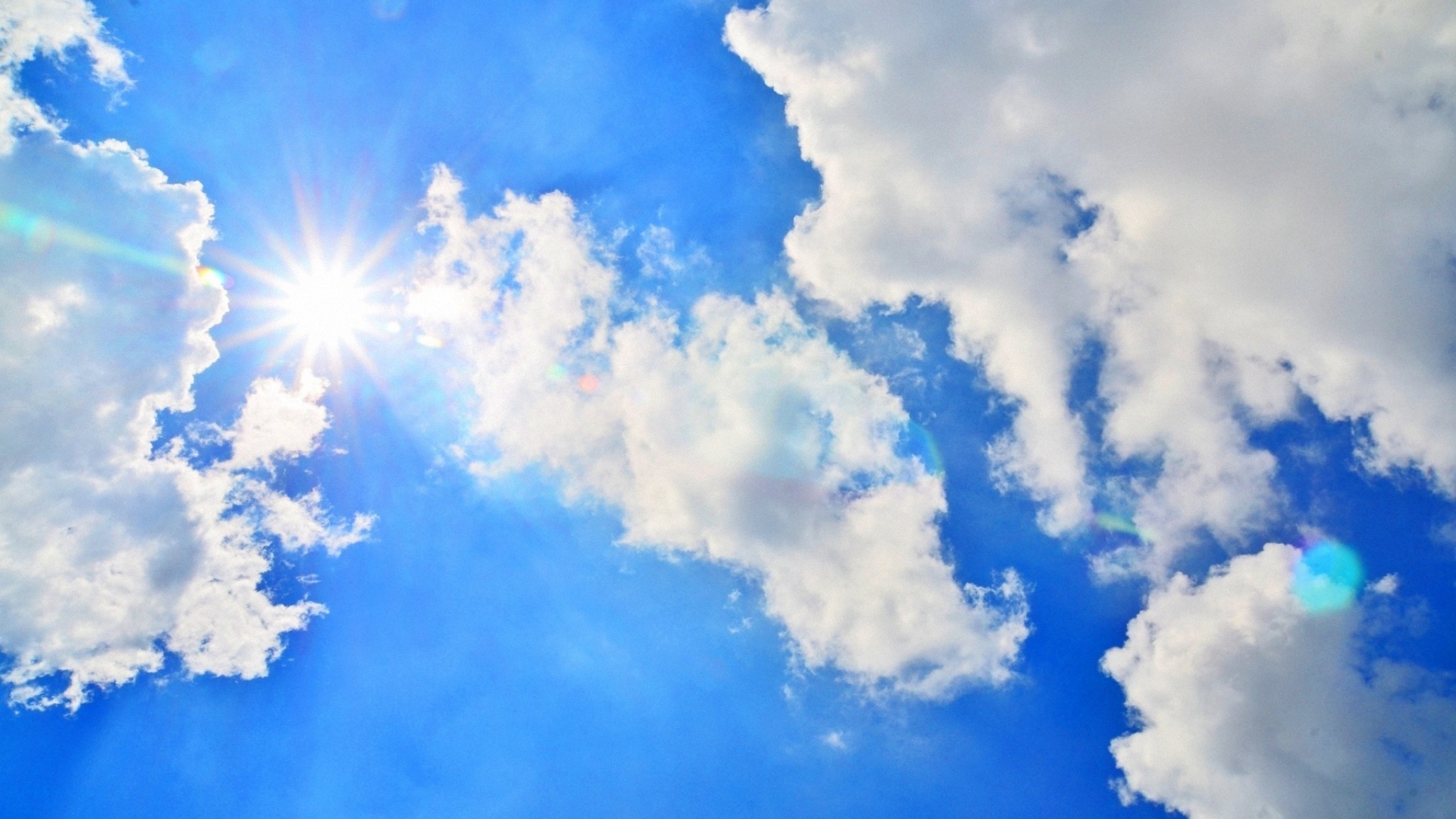 2048x1152  Wallpaper blue sky, sun, light, clouds, day, air