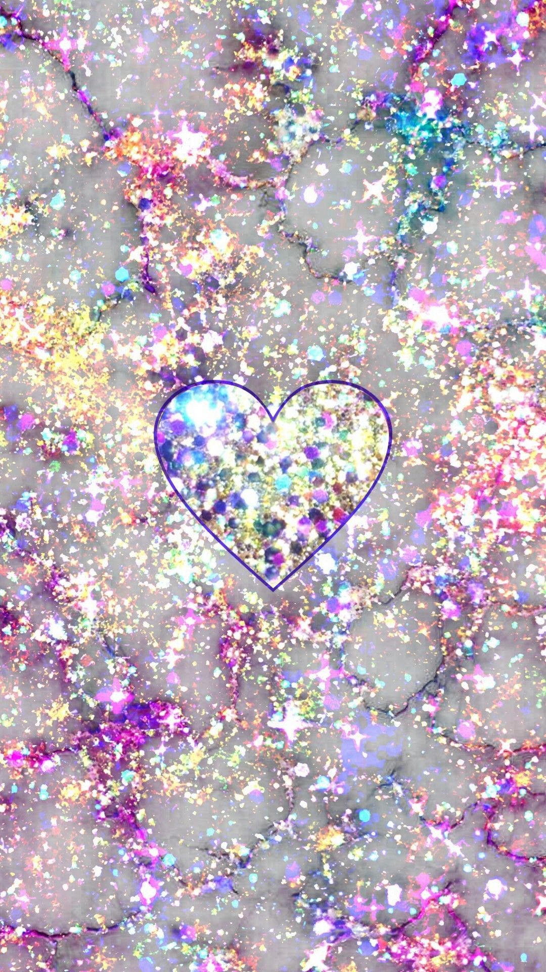 1080x1920 Glittery Marble Heart, made by me #purple #sparkly #wallpapers #backgrounds  #sparkles #rainbow #colors #colorful #art #marble #textures