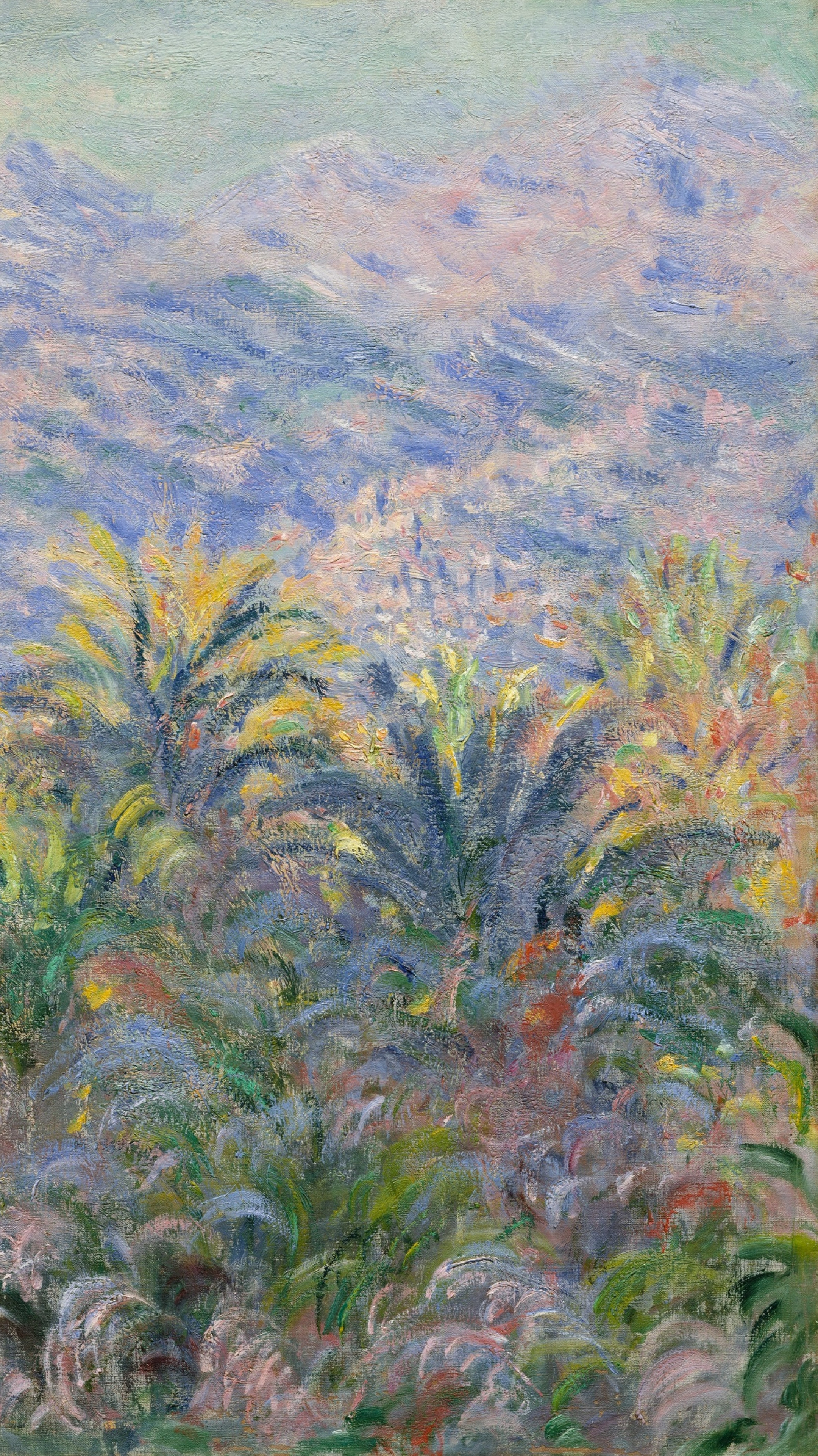 2160x3840  Wallpaper claude monet, palm trees at bordighera, impressionism,  oil, canvas