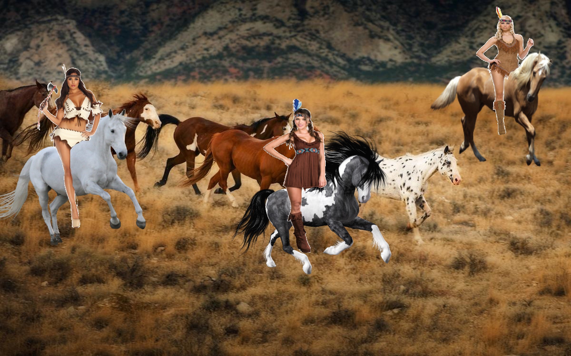 2400x1496 Native Americans images 3 hot brave native american women riding their  beautiful horses to roundup and tame a herd of wild h HD wallpaper and  background ...