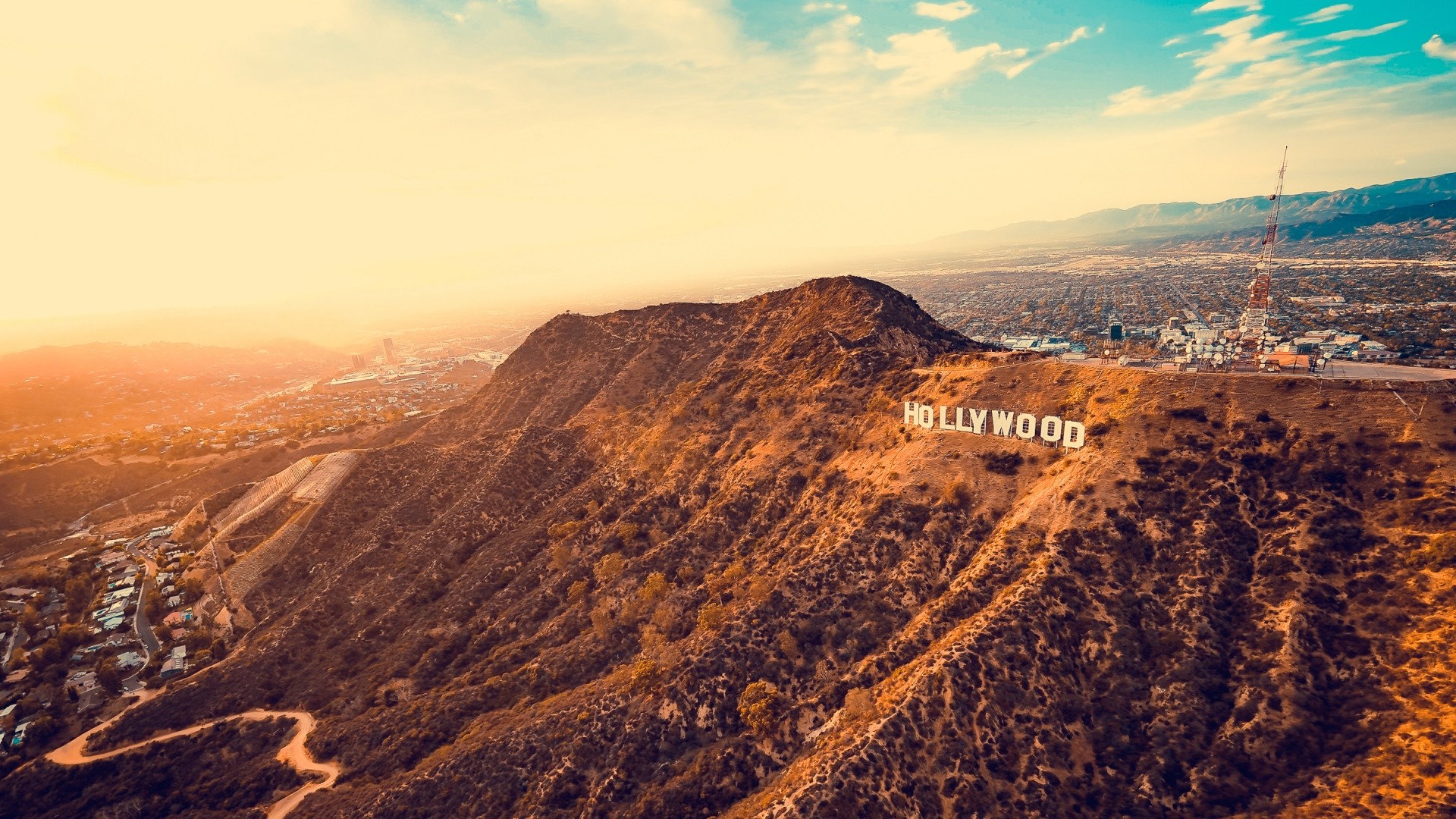 1920x1080  Wallpaper hollywood, mountains, los angeles