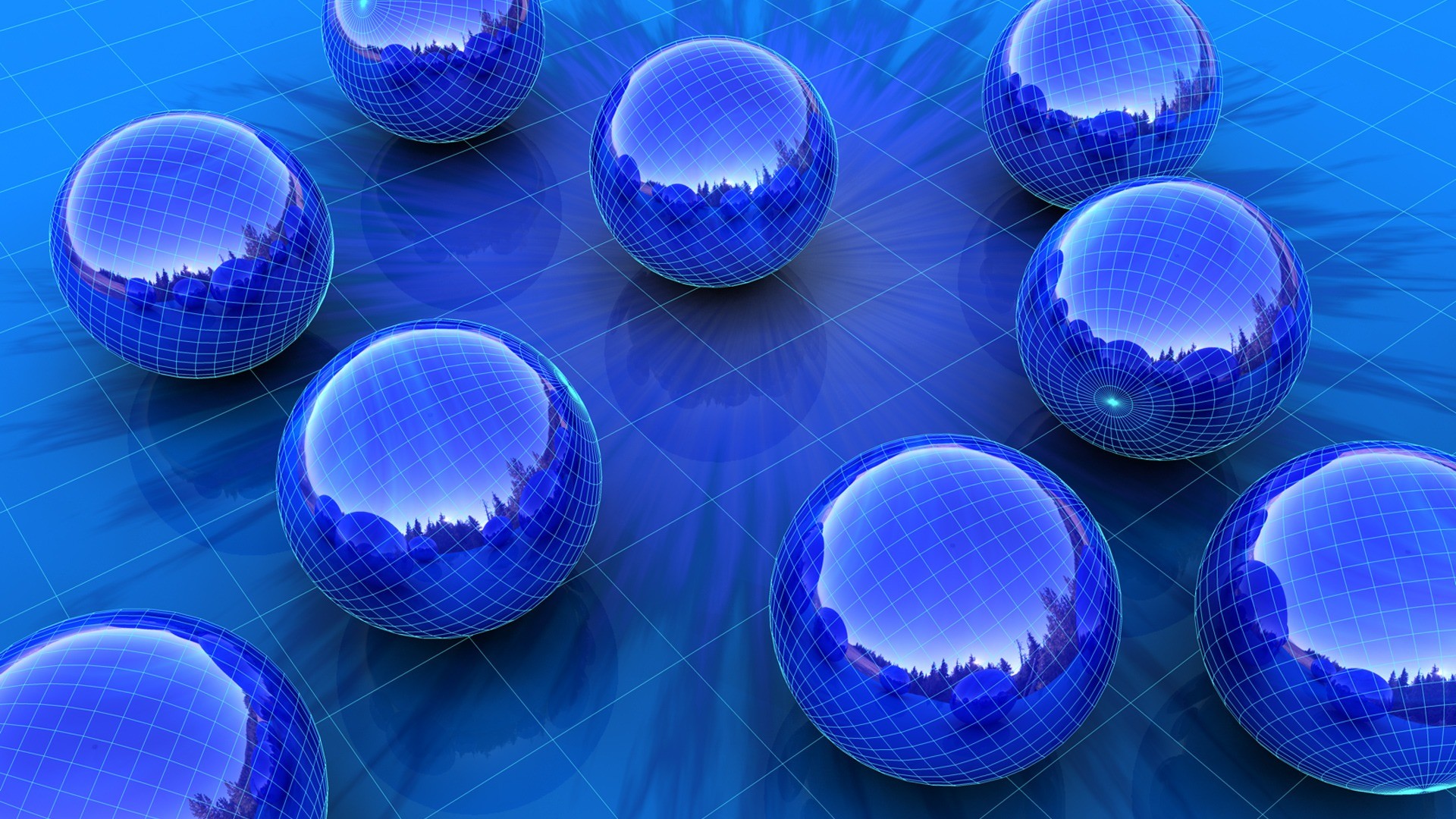 1920x1080 Blue 3D Spheres Desktop Wallpaper 61844