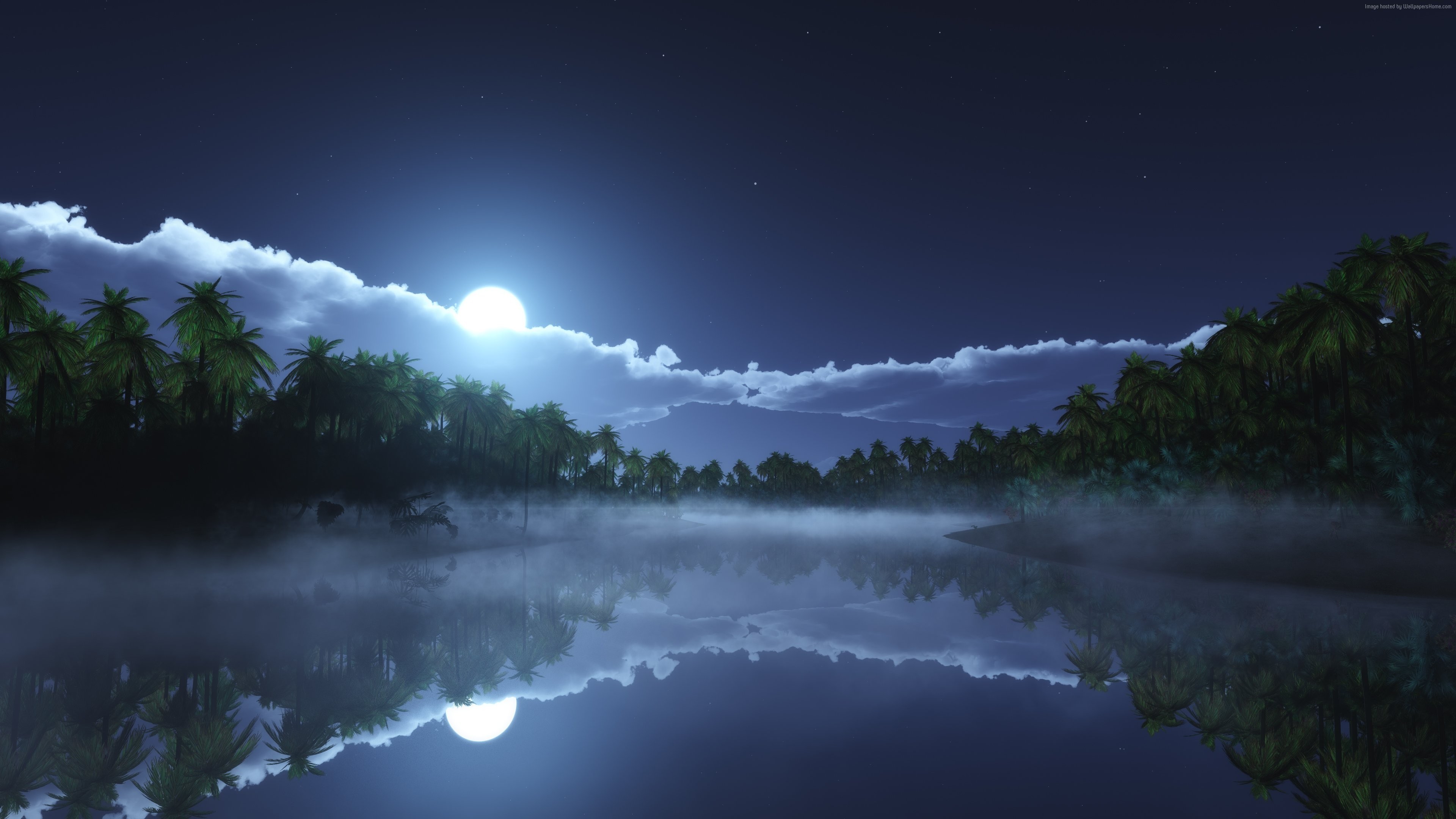 3840x2160 awesome Moon night view 4k wallpaper