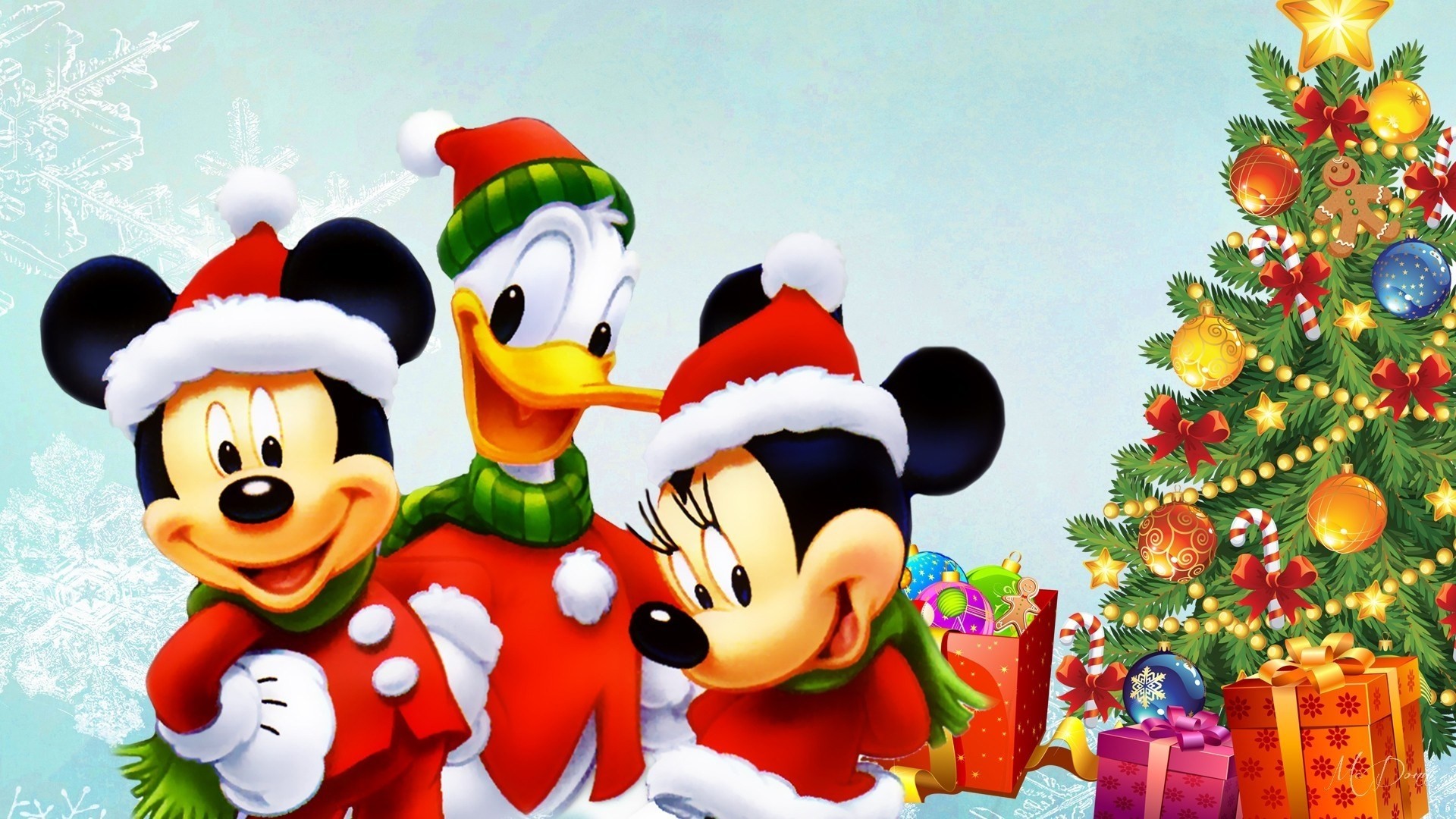 1920x1080 Winter: Disney Tree Mickey Presents Duck Donald Christmas Mouse for Mickey  Mouse Christmas Background