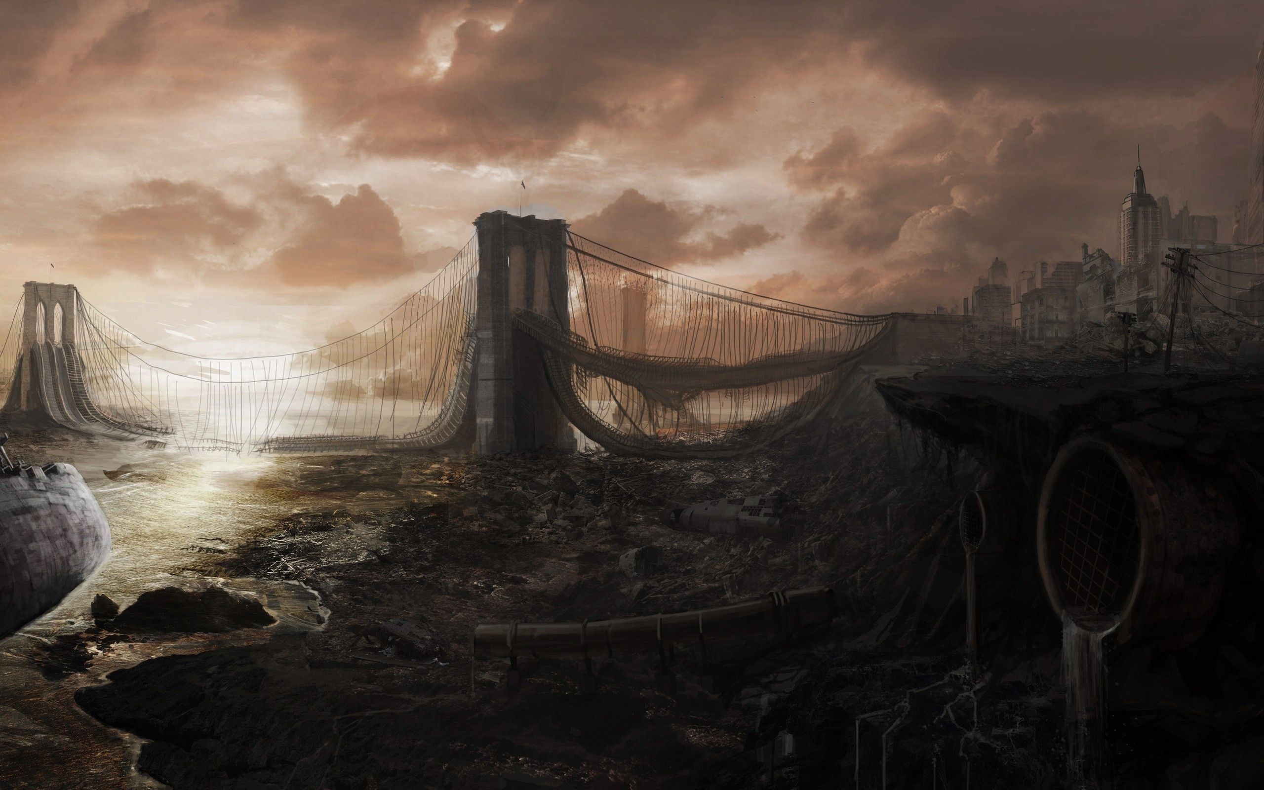 2560x1600 Download Cityscapes Post apocalyptic Wallpaper  .