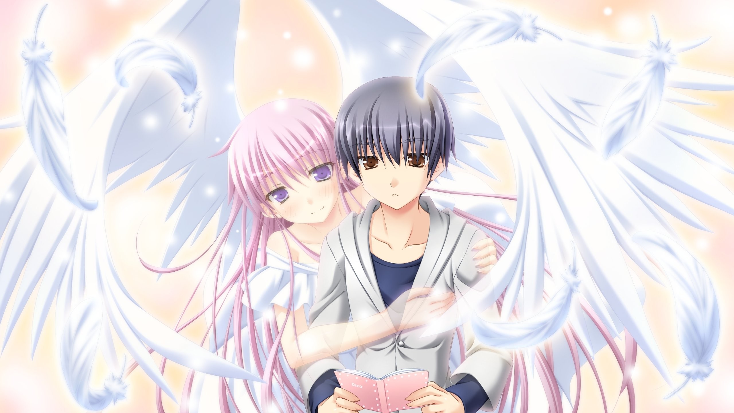 2560x1440 Anime Angel Girl And Boy