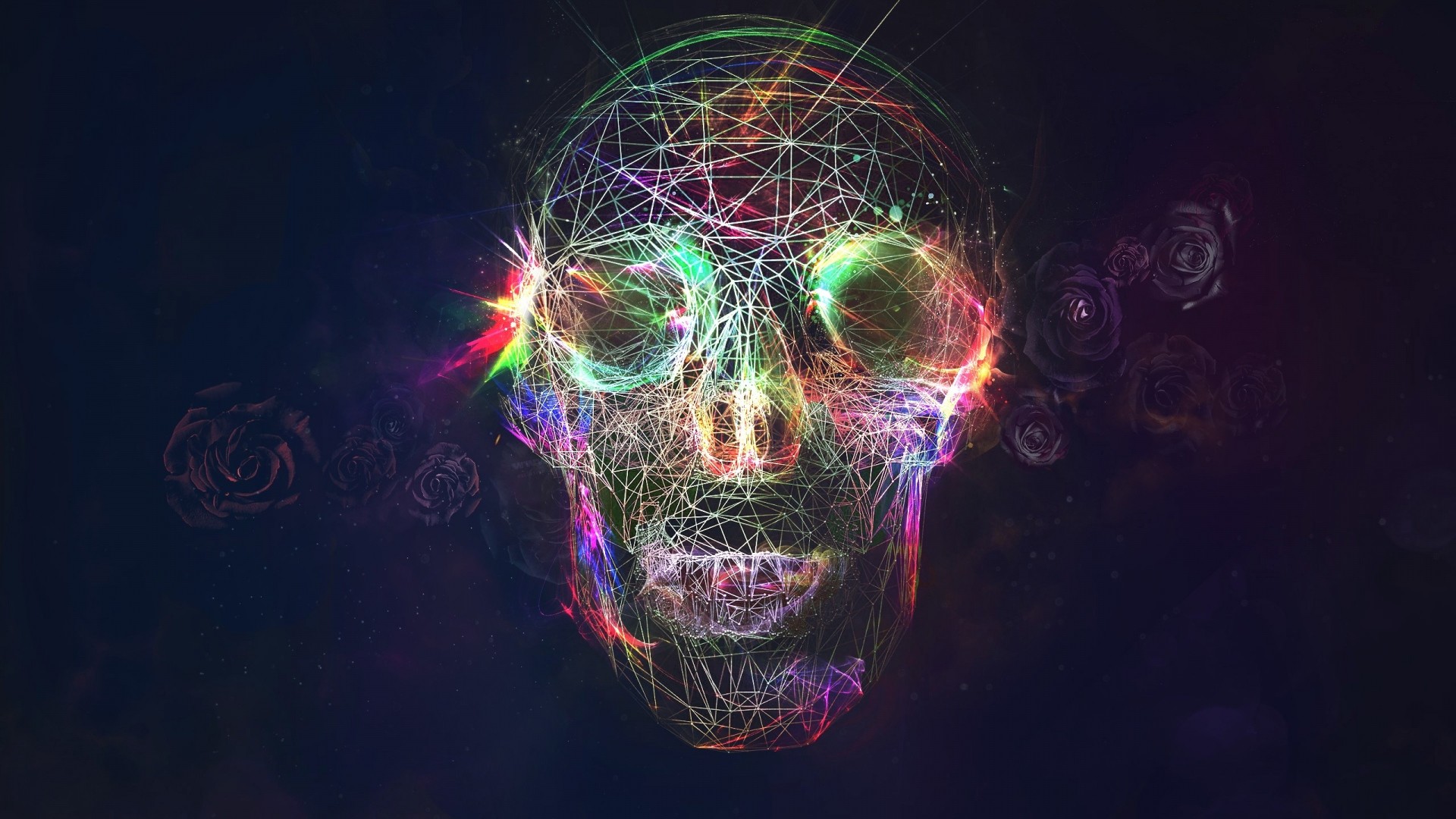 1920x1080 Preview wallpaper skull, abstract, bright, background 
