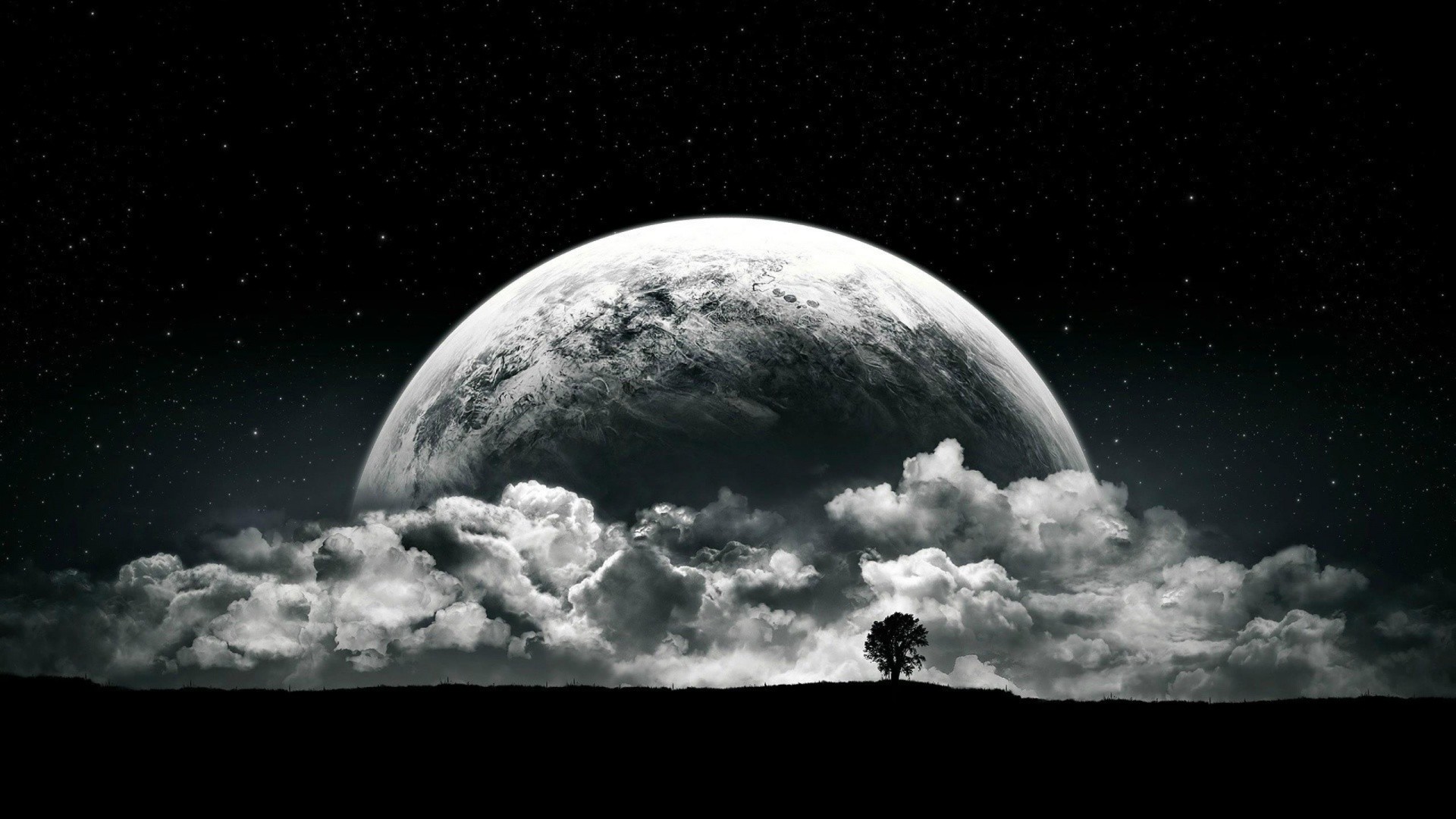 1920x1080 Description: The Wallpaper above is Moon greyscale art Wallpaper in  Resolution . Choose your