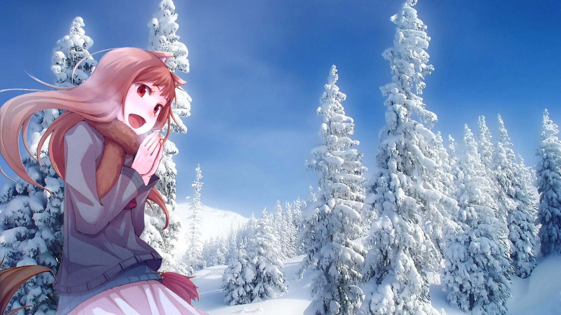1920x1080 Download Girl Spice Wolf Winter Cold Forest Dazzling Best Anime Wallpapers  In Many Resolutions
