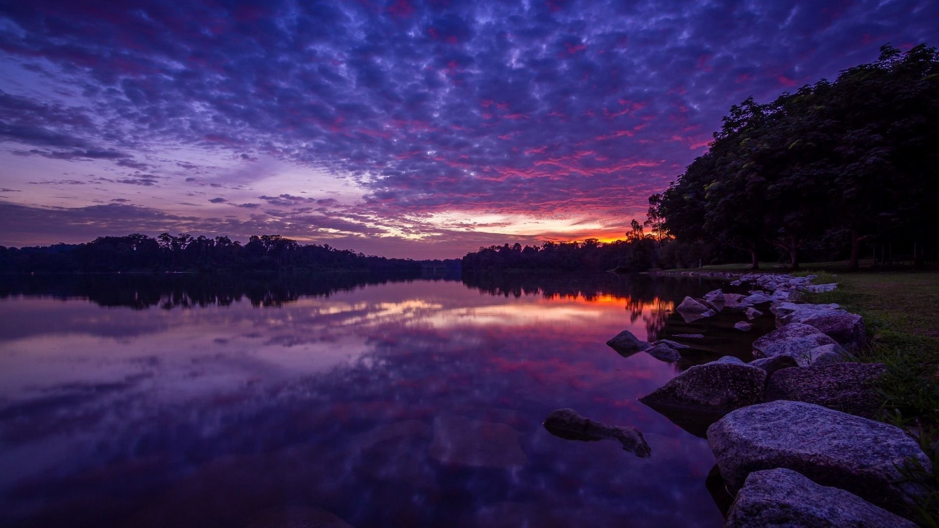 1920x1080 Reflection Tag - Lake Rocks Water Clouds Sky Evening Reflection Nature  Images for HD 16: