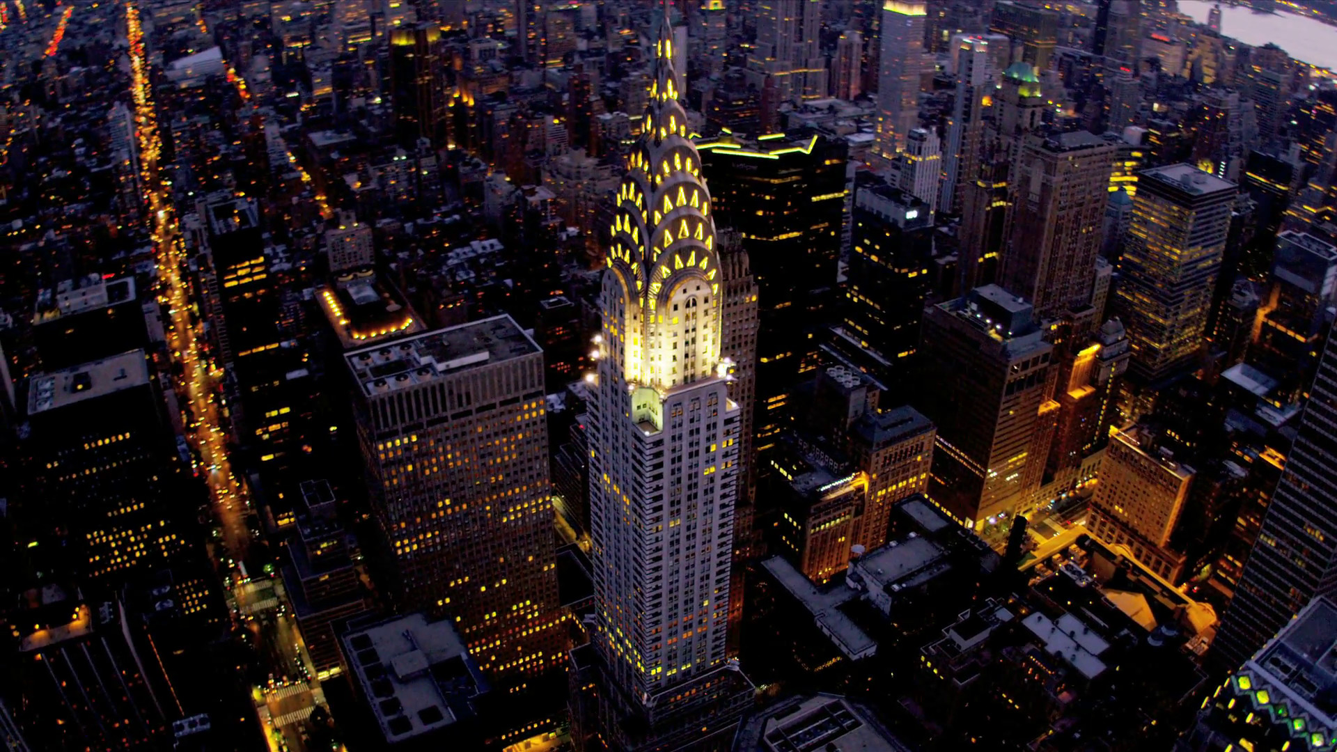 1920x1080 Aerial illuminated Chrysler Building New York Stock Video Footage -  Storyblocks Video