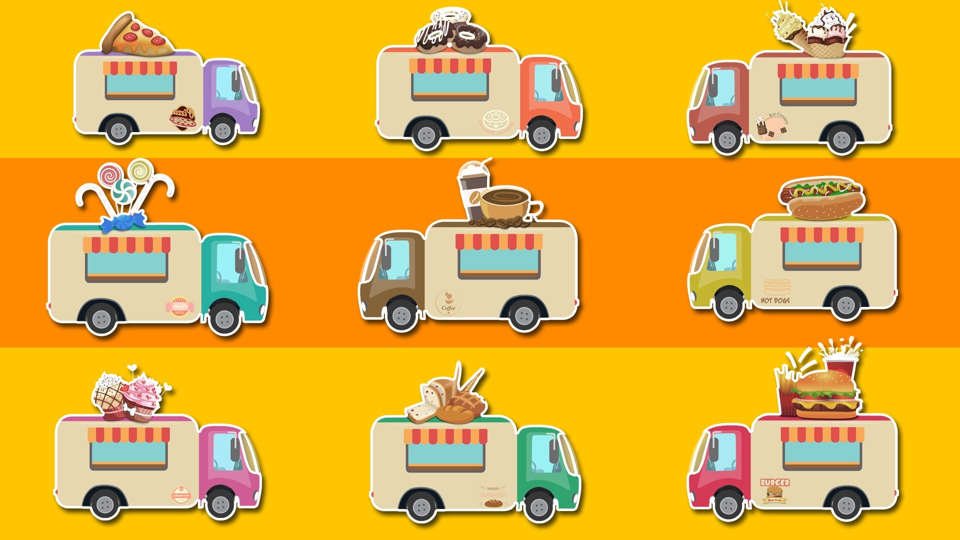 1920x1080 Food Trucks | Trucks Cartoon | Kids & Toddlers Video