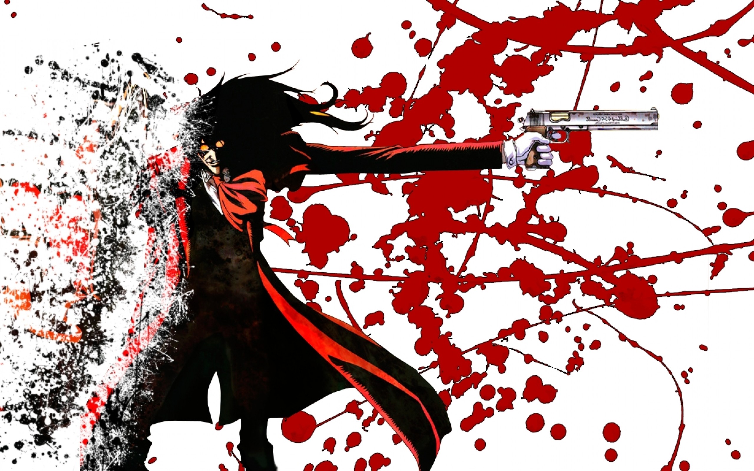 2560x1600 guns blood hellsing alucard glasses splatter anime manga 1366x768 wallpaper