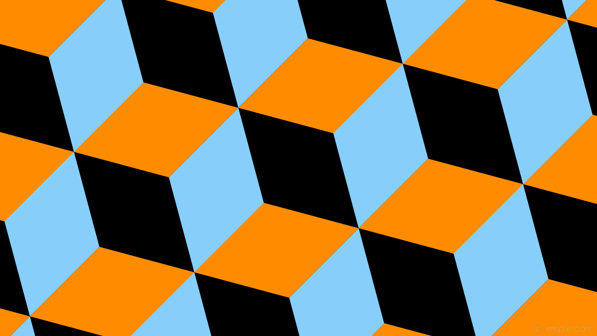 1920x1080 wallpaper blue 3d cubes orange black light sky blue dark orange #000000  #87cefa #