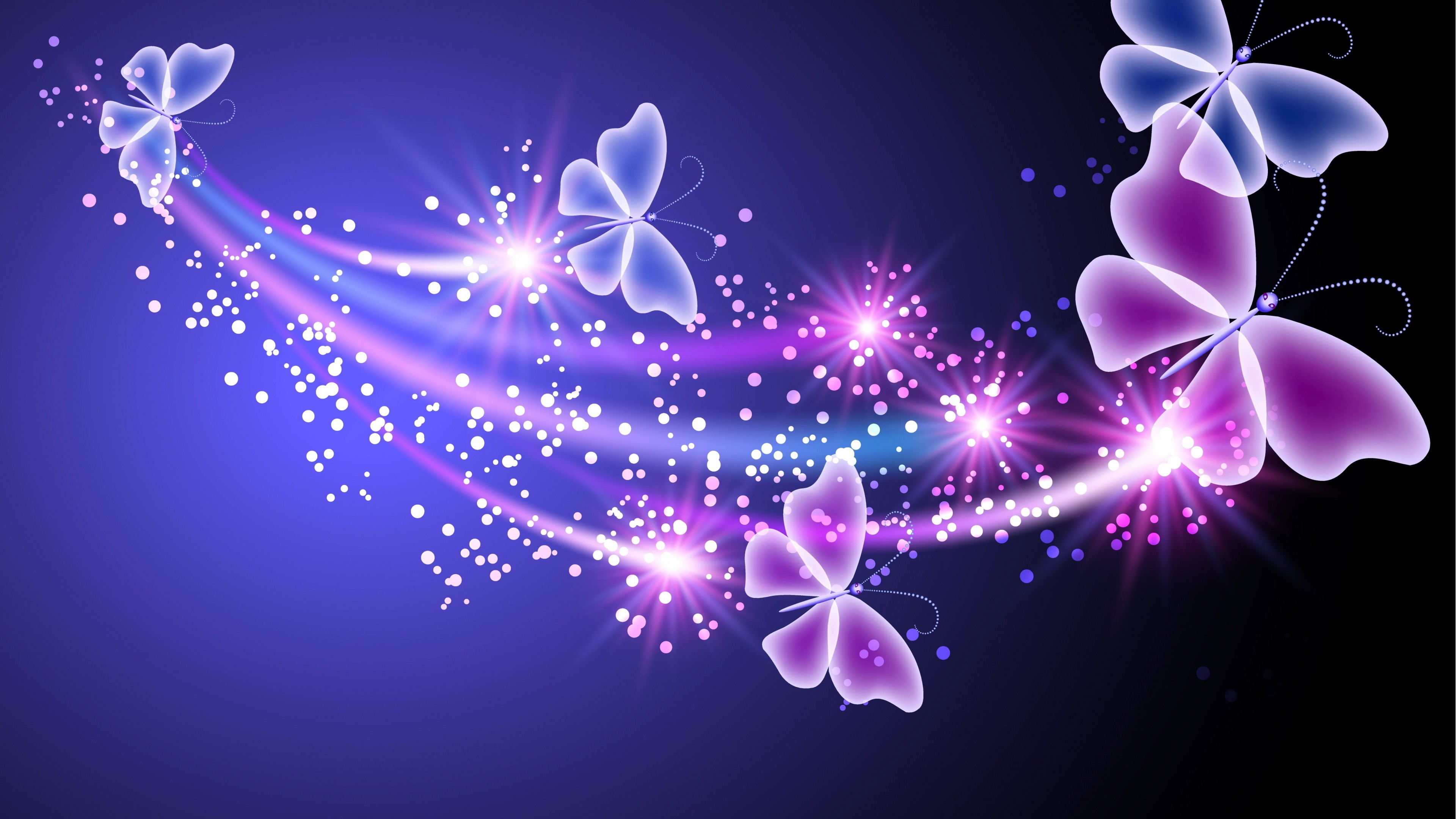 3840x2160 Neon Pink and Purple Butterfly Background