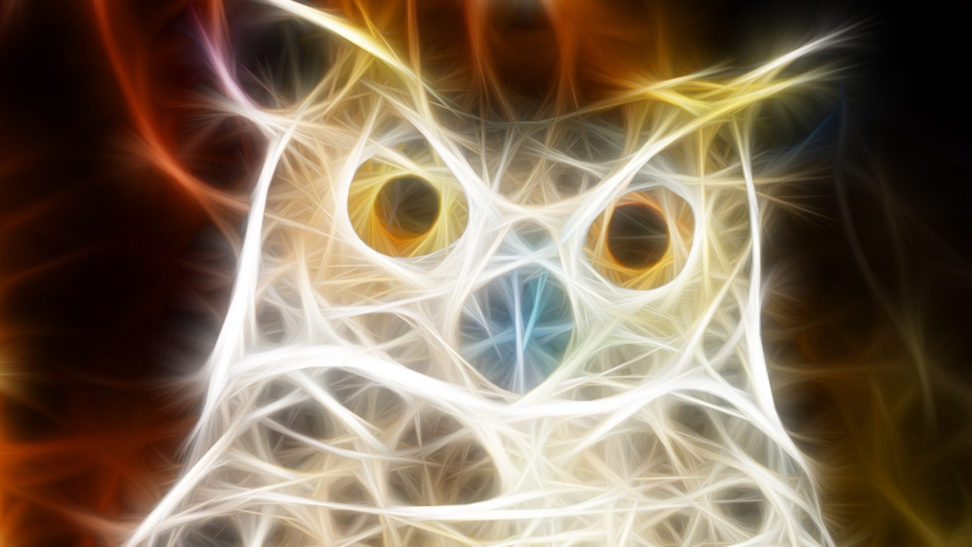 1920x1080  Wallpaper owl, bird, light, shine