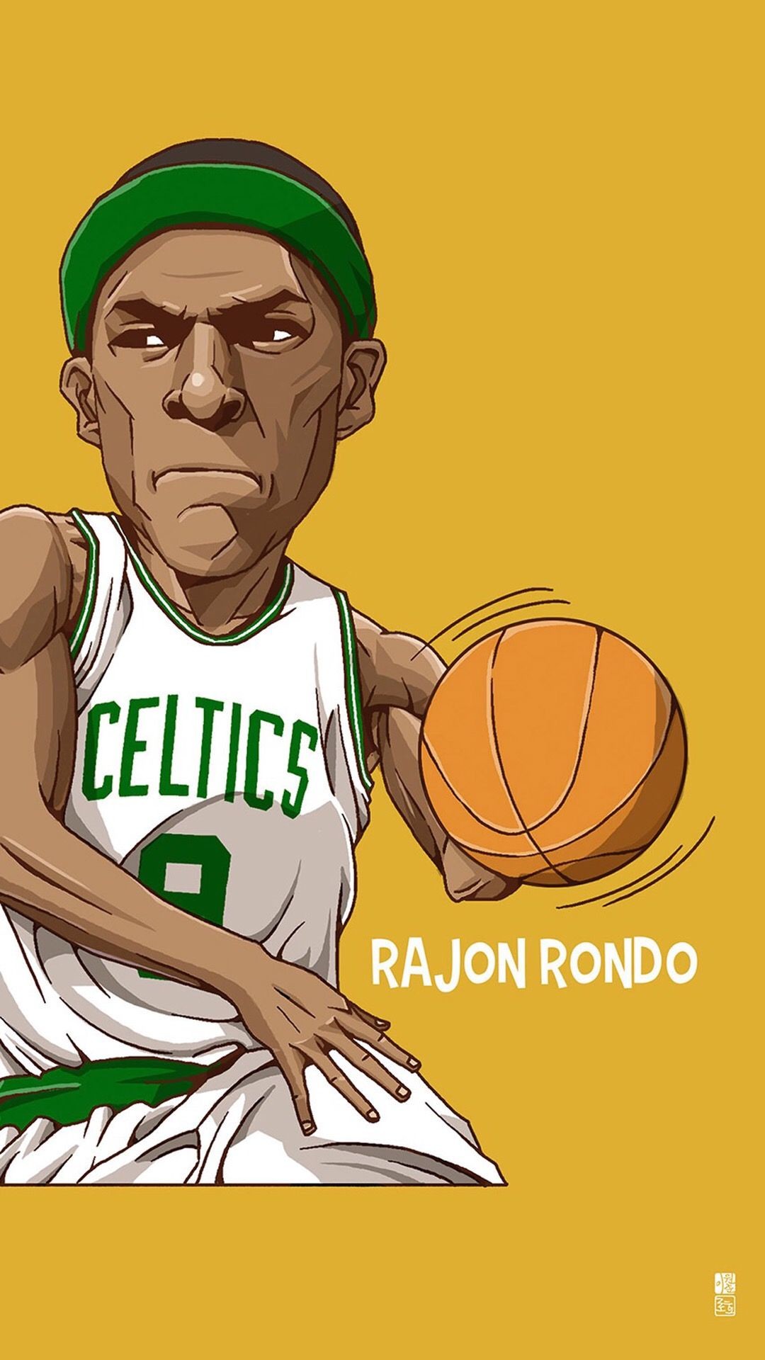 1080x1920 Rajon Rondo. Tap to see Collection of Famous NBA Basketball Players Cute  Cartoon Wallpapers for iPhone. - @mobile9