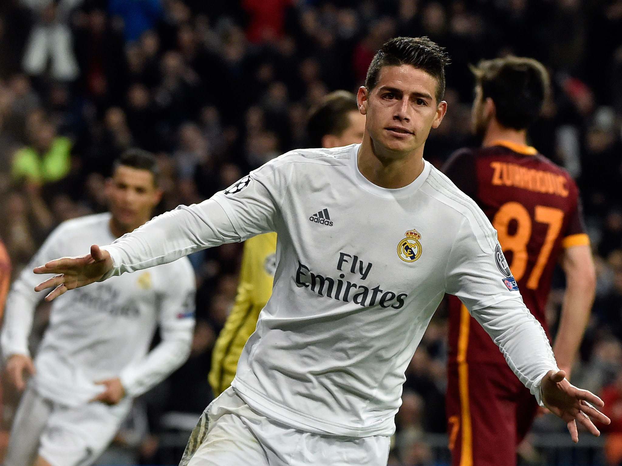 2048x1536 Real Madrid vs Roma match report: Cristiano Ronaldo and James Rodriguez  goals seal Champions League quarter-final spot | The Independent